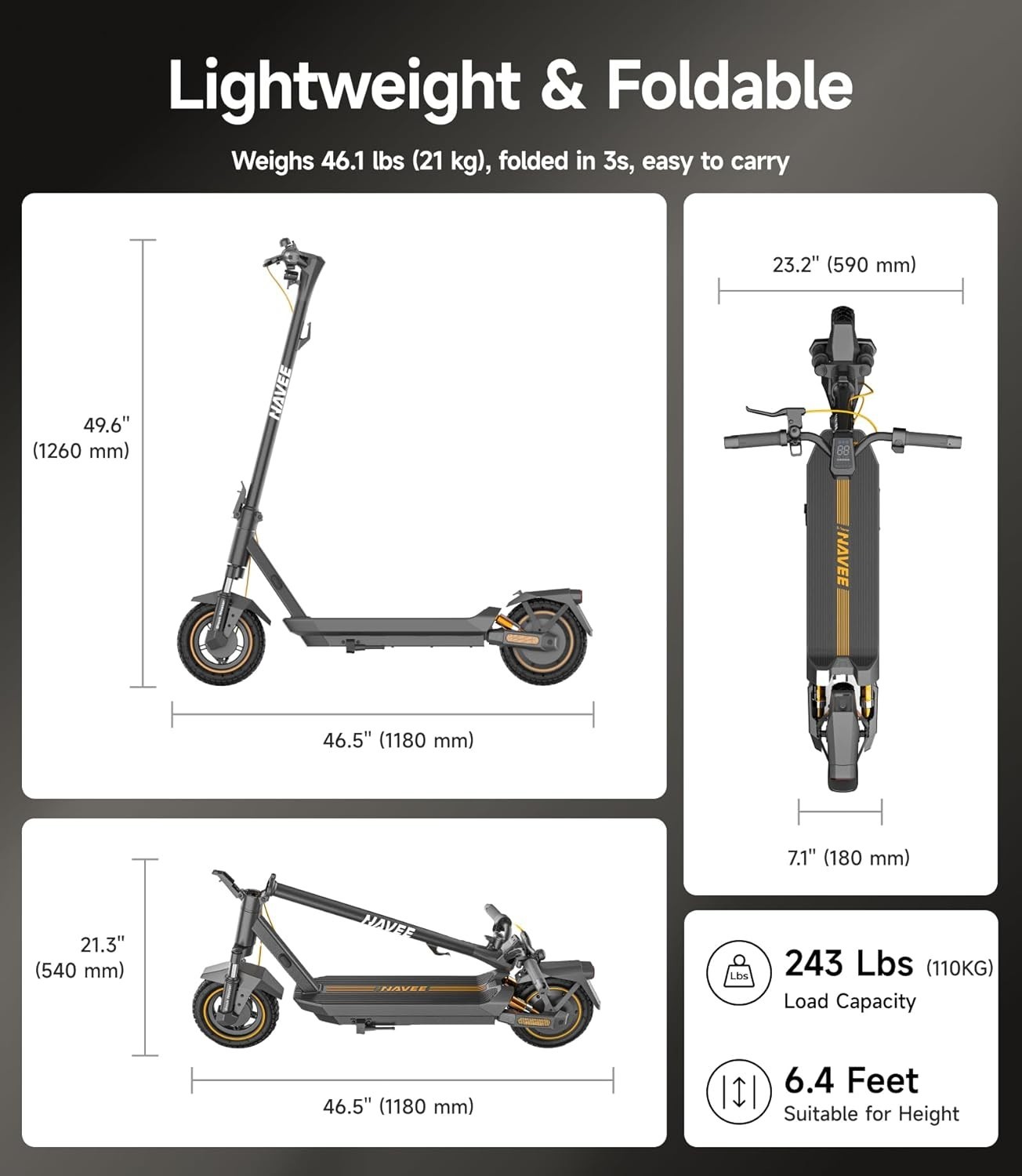 NAVEE GT3 Electric Scooter for Adults, 20MPH, 31 Miles Range,10" Tires, Commuter
