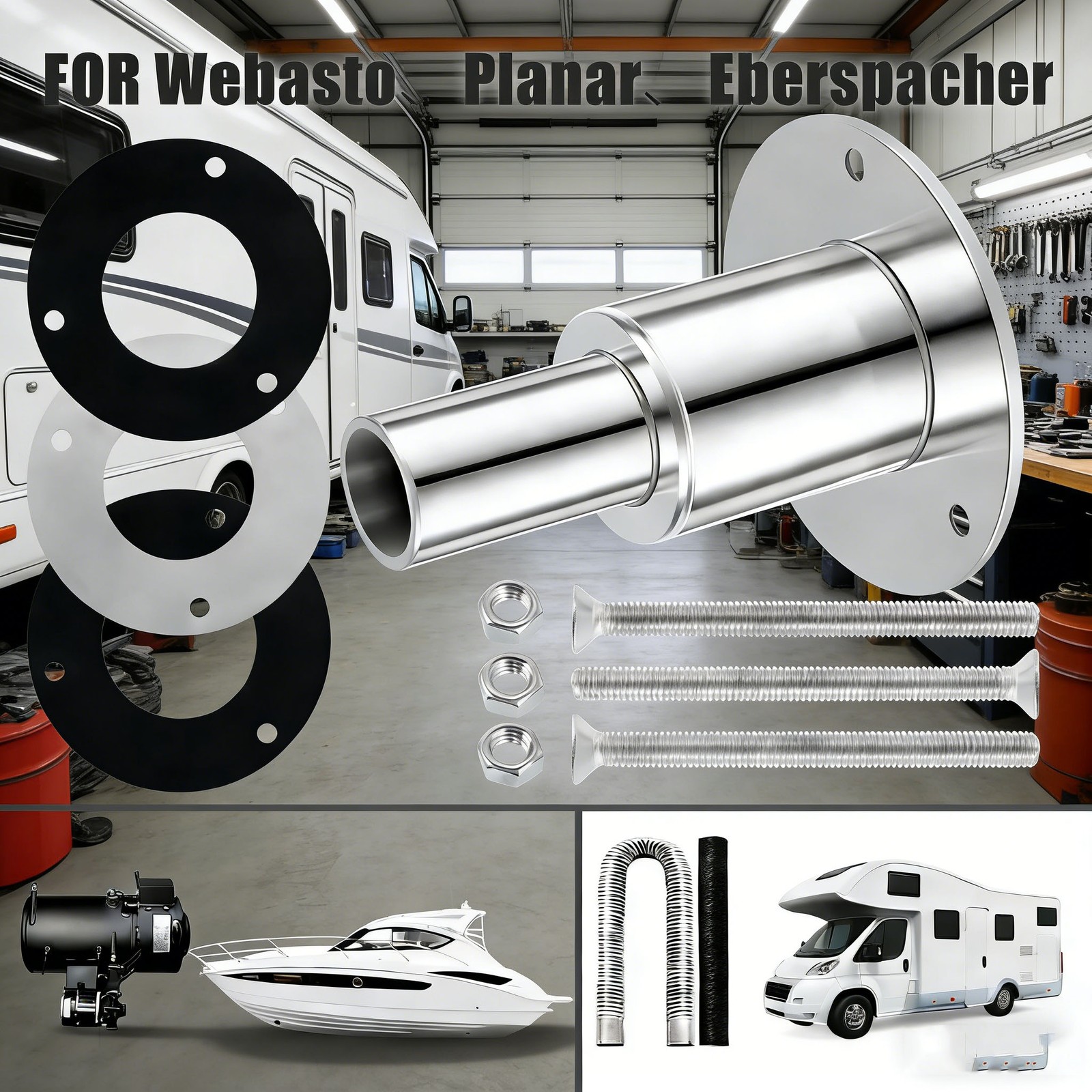 Marine Diesel Heater 24mm Thru Hull Exhaust Skin 316 Stainless Boat