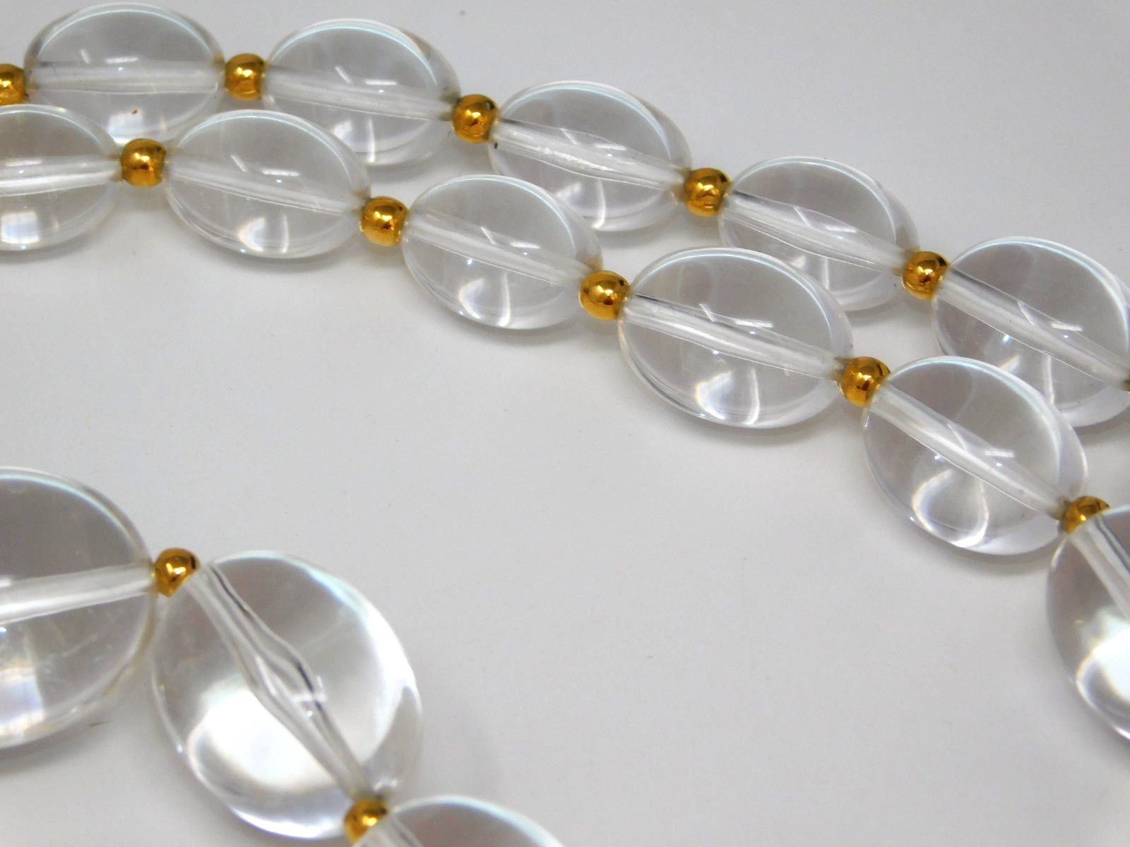 Vintage JOAN RIVERS Clear Lucite Graduated Bead Necklace w/ Gold Tone Spacers