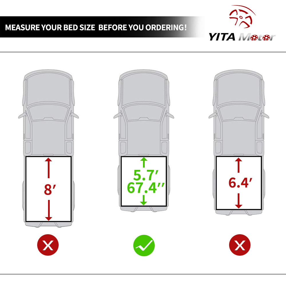 5.7ft 68" Bed Soft Tri-fold Tonneau Cover for 09-24 Dodge Ram 1500 Truck w/ Lamp
