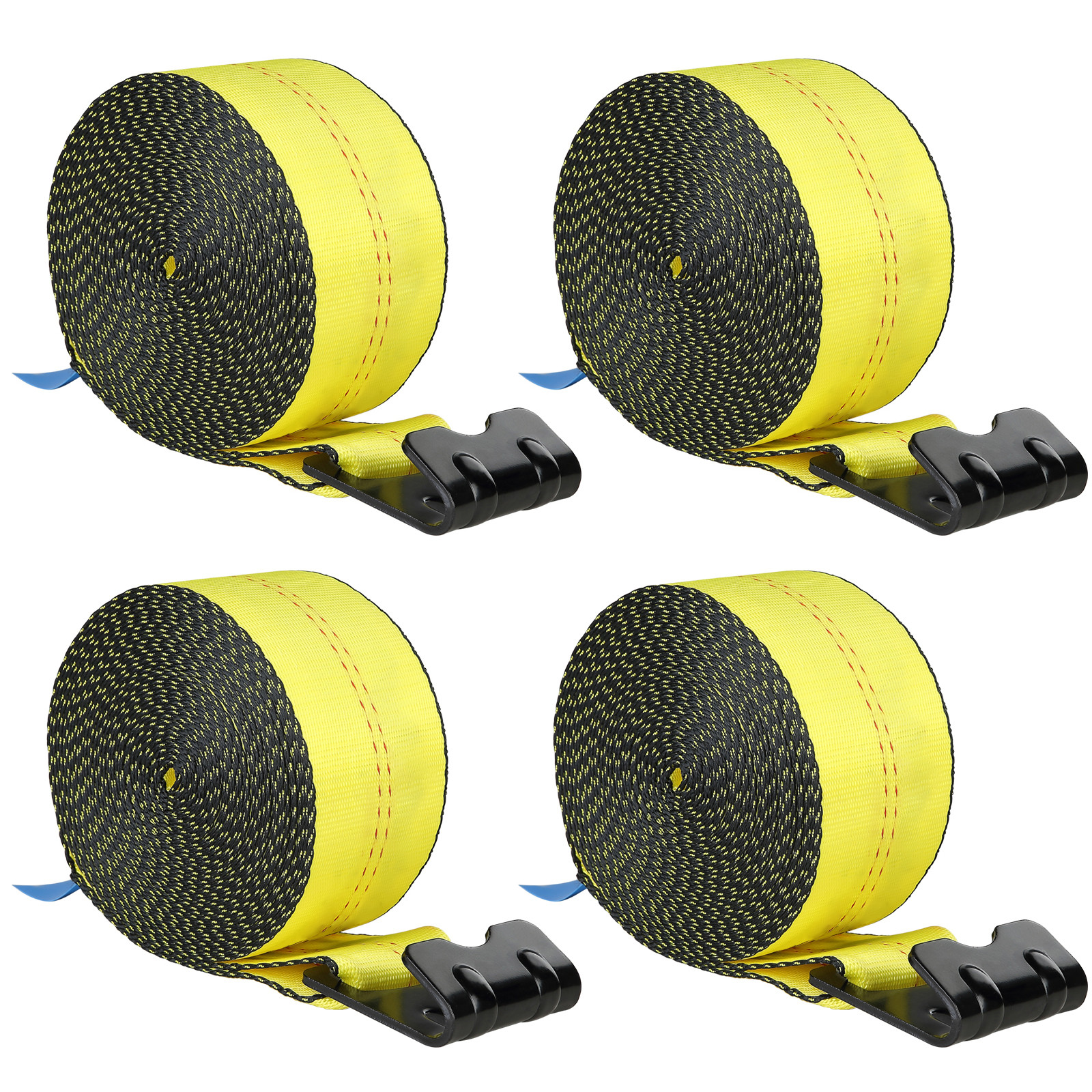 Truck Straps Winch Strap 4" x 30' with Flat Hook for Towing 4 Pack Yellow