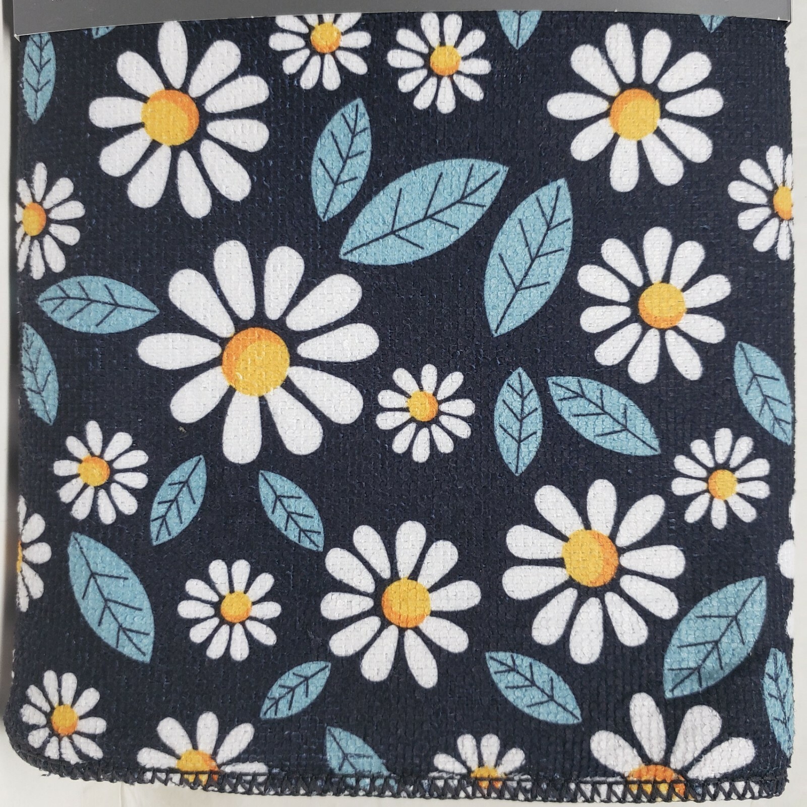 Printed Microfiber Dish Drying Mat (15"x19") DAISIES FLOWERS, black back, SB
