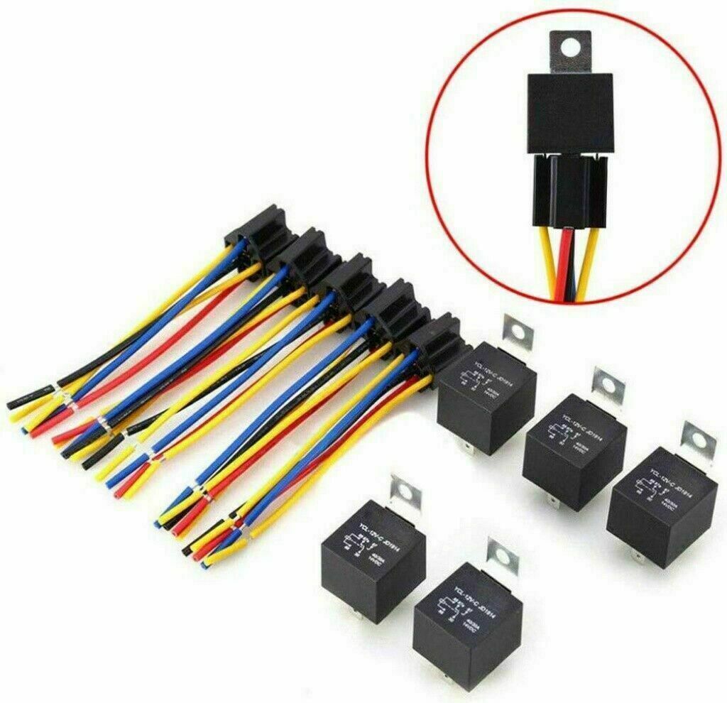 5* 5Pin Car Automotive SPDT Relay Switch Harness Socket Waterproof 40A 12V DC
