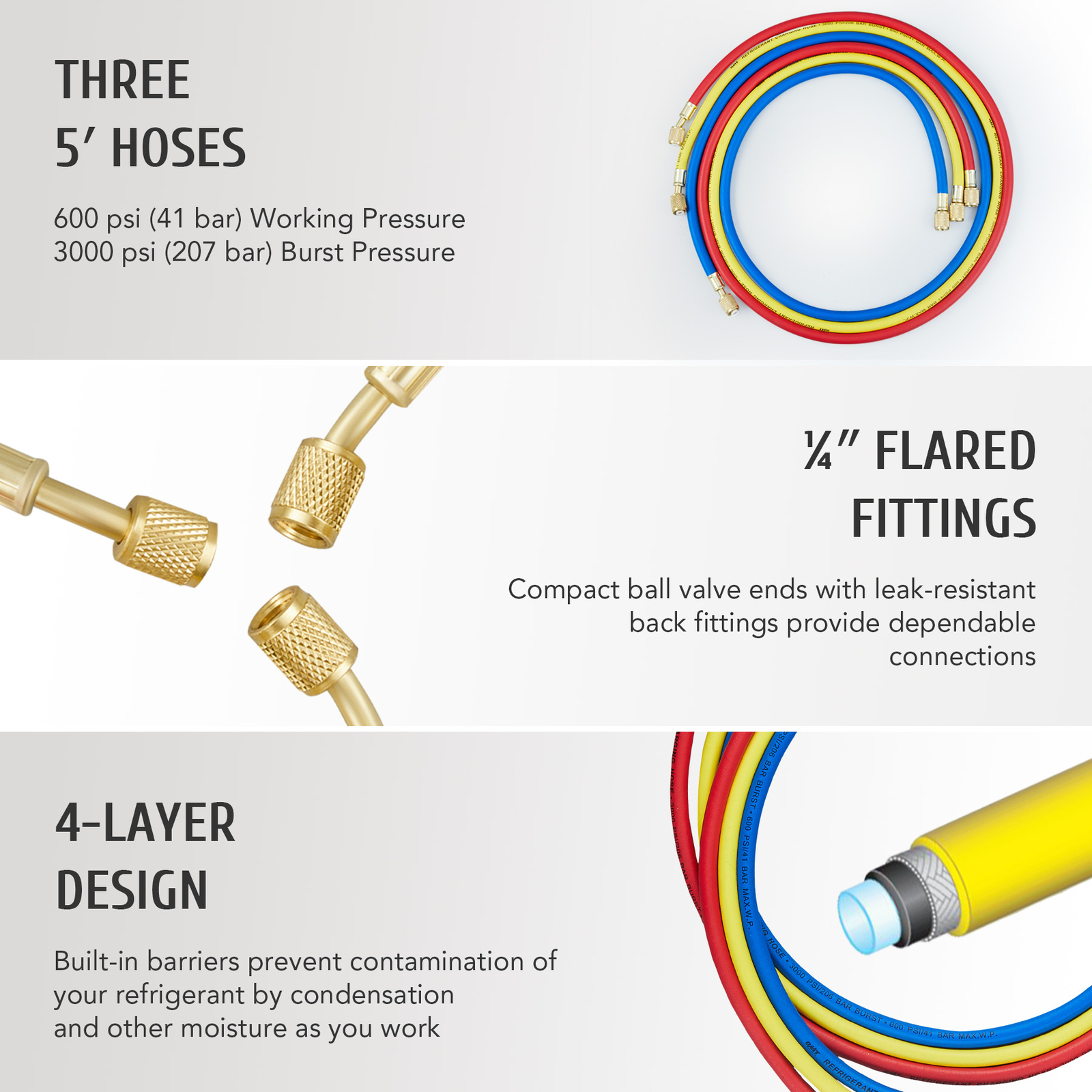 OMT 3 Way Manifold Gauge Set A/C Air Refrigeration Kit for R12 R22 R502 R134a