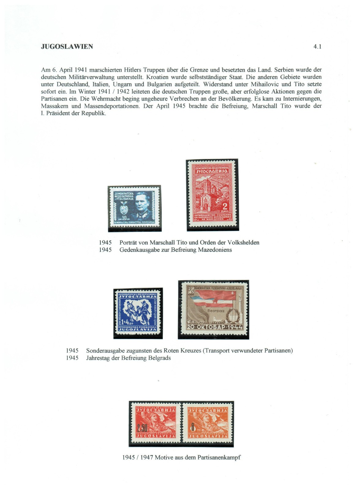 Yugoslavia (+ Triest Zone B) - Selection of Stamps on 9 Exhibition pages #A3748