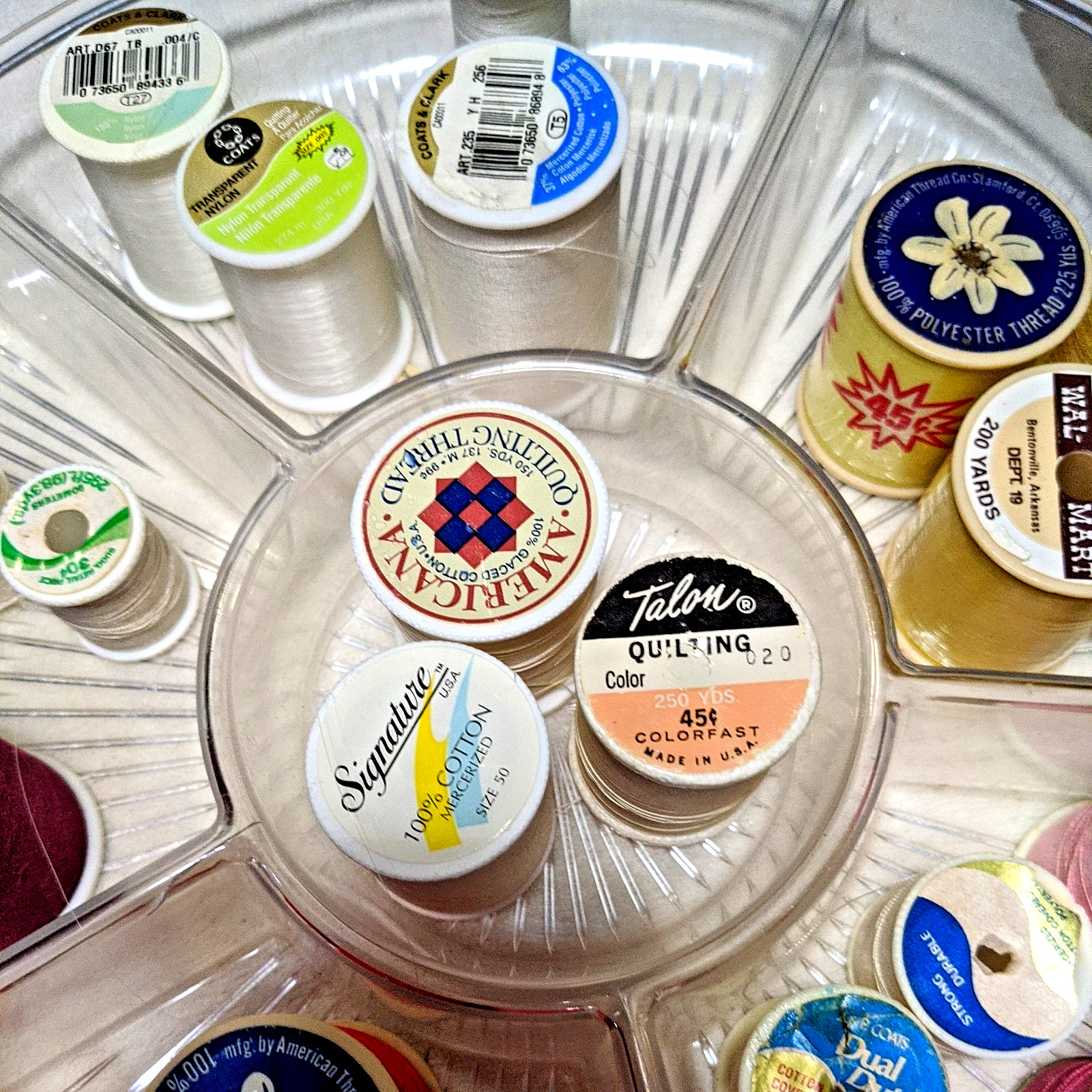 Lot of 50+ Polyester & Cotton Mixed Brand & Colors New & Used Threads