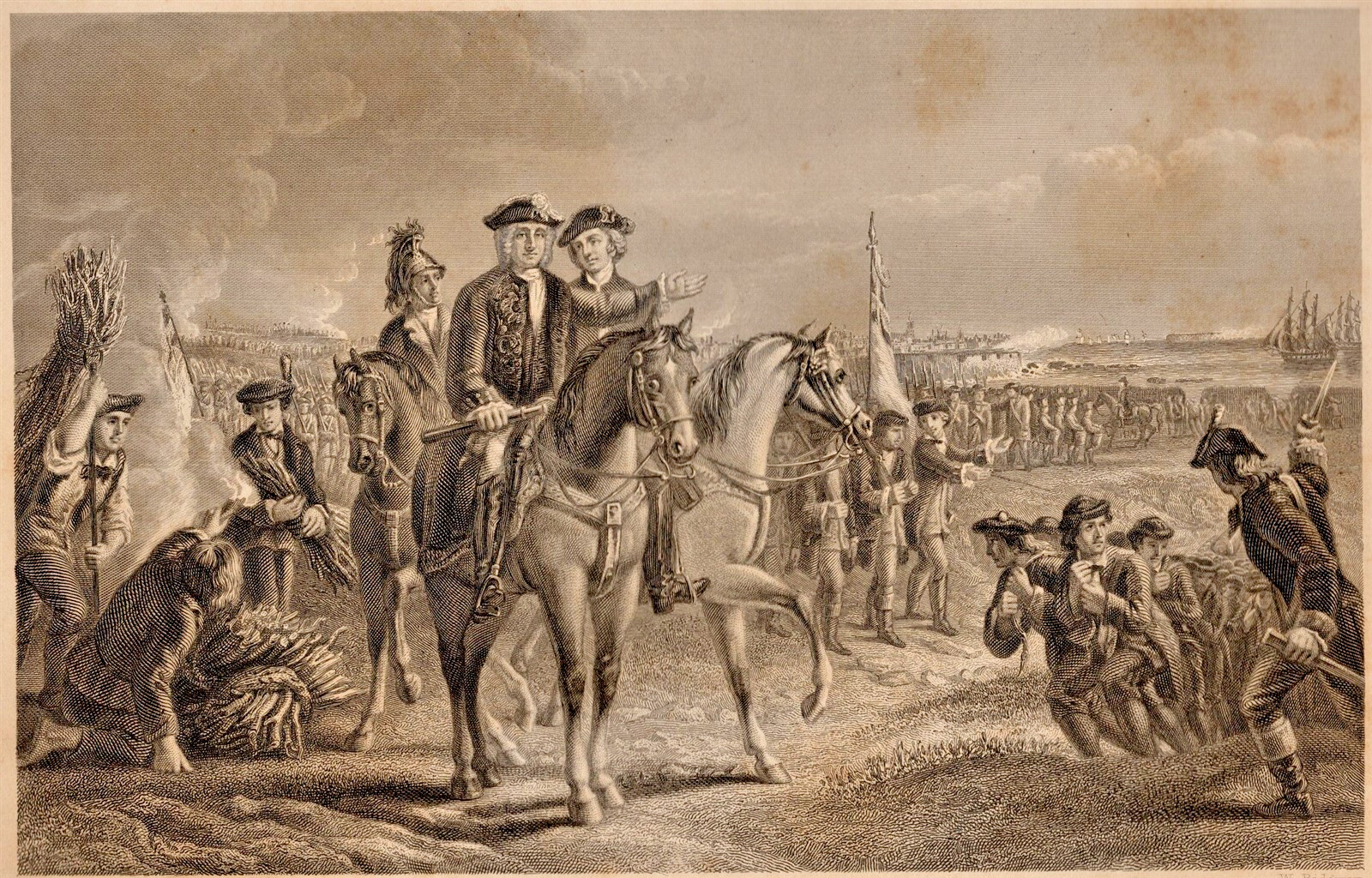 Vintage Engraving General Pepperell At The Siege of Louisburg Print