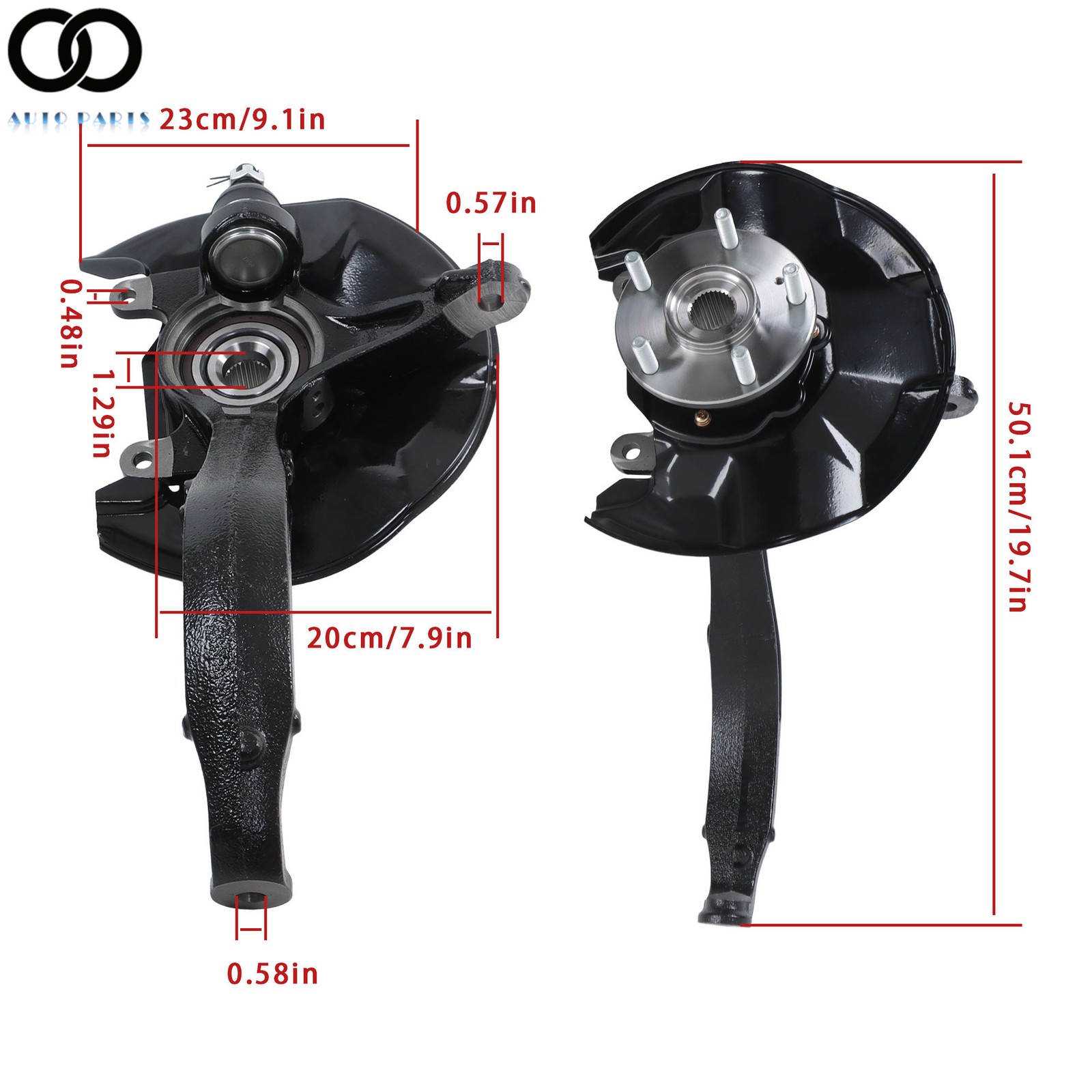 For Honda Accord 2.4L Pair Front Steering Knuckle & Wheel Bearing Hub Assembly