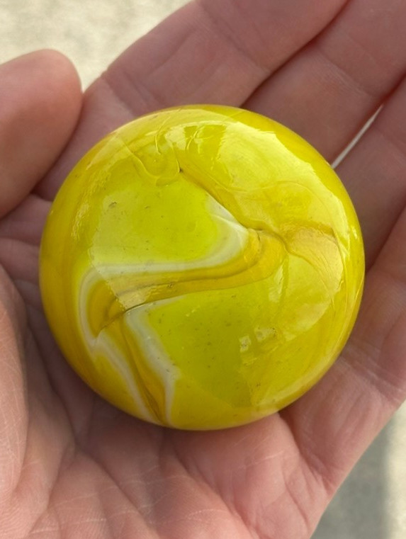 Toe Breaker 50mm (2") LEMON SORBET Yellow Swirl Marbles glass Toebreaker HUGE