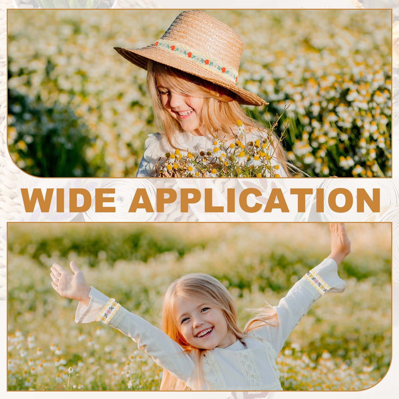 3 Yards Jacquard Ribbon Trim Floral Embroidered Ribbon Cyan