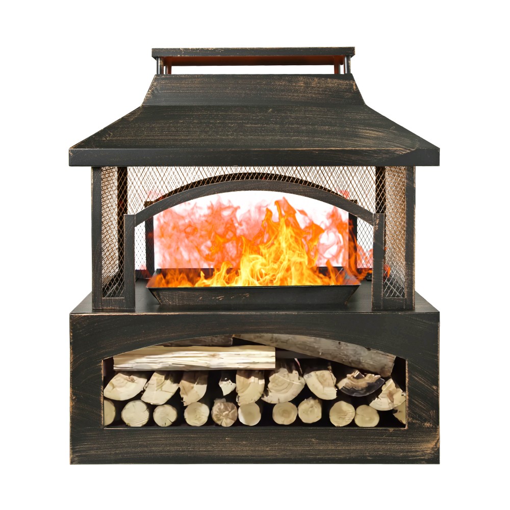 Metal Outdoor Wood Burning Fireplace Log Burner Fire Pit Patio Garden Backyard