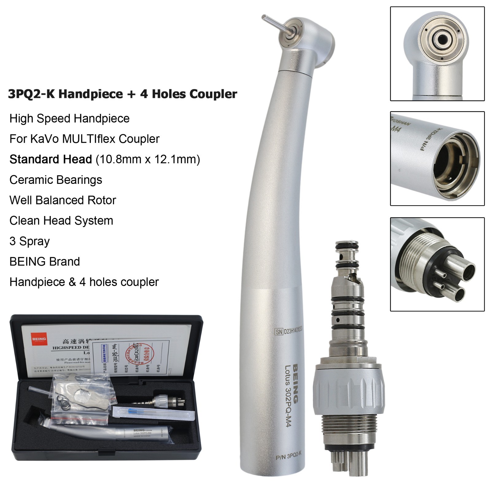 BEING Dental Handpiece High Speed Fiber Optic KaVo MULTIflex Coupler Mini Head