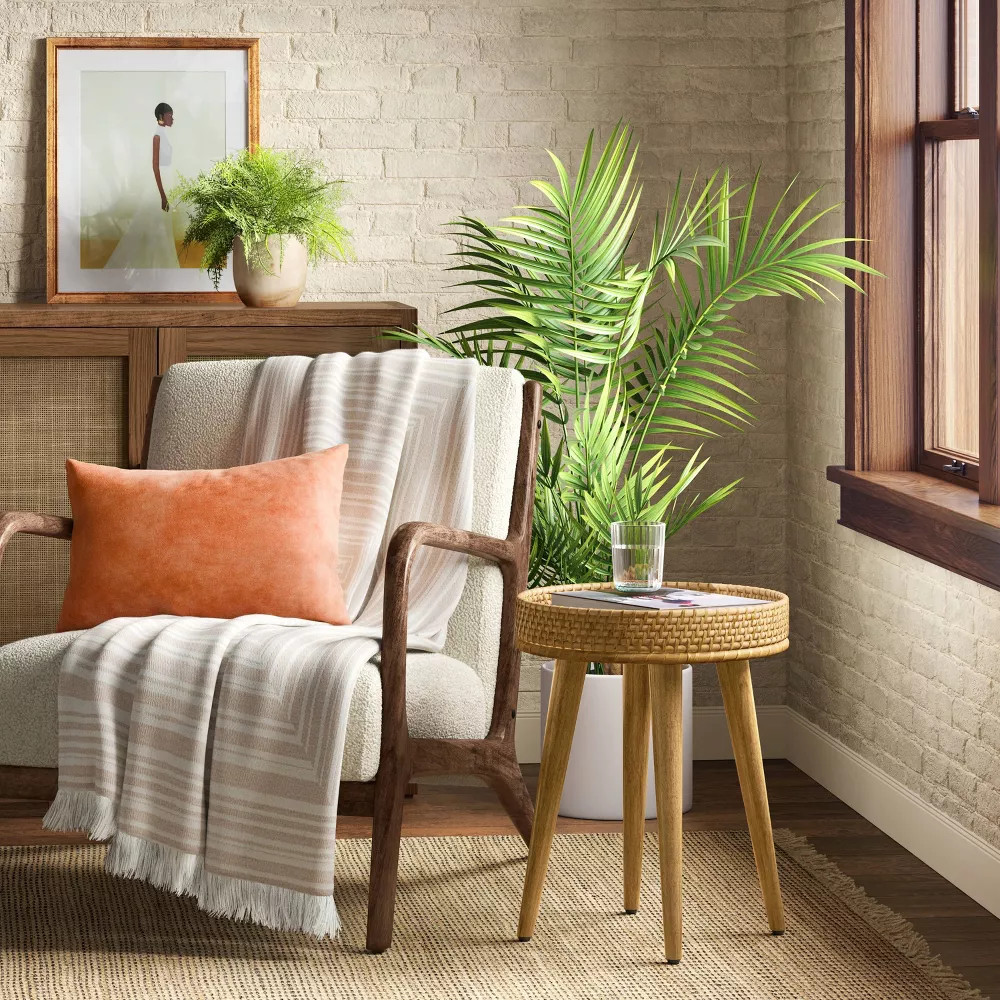 Round Natural Woven Accent Table (FA) - Threshold