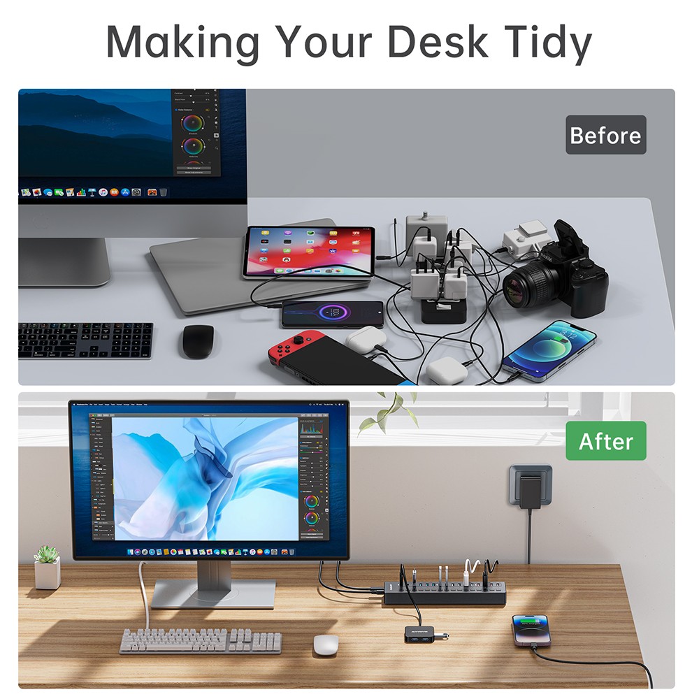 Acasis 5Gbps USB 3.0 Hub 16 Port On/Off Switch with AC Power Adapter for Laptop