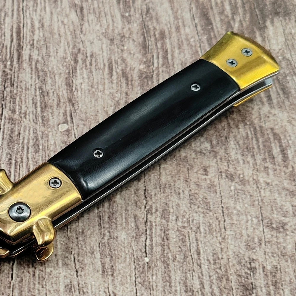 Classic Italian Milano Spring Assist Open Folding Stiletto Pocket Knife Blade