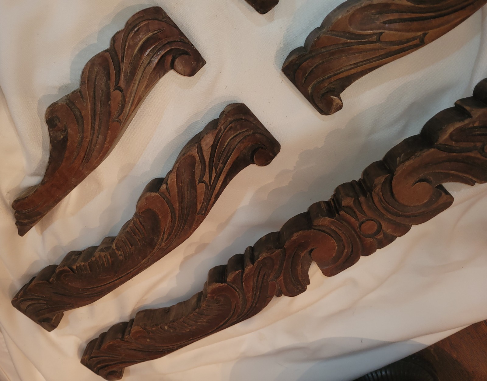 Antique 19th Century Hand Carved Architectural Scrollwork, Salvaged Sofa Apron