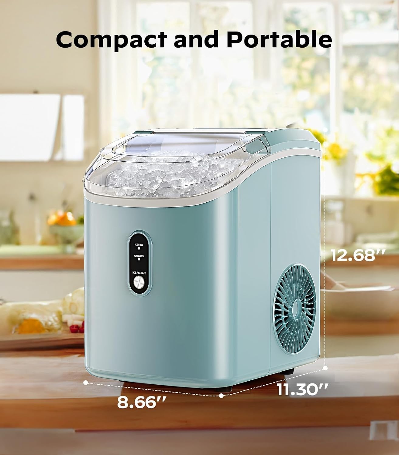 Ice Maker Countertop Pellet/Bullet Ice Machine Self-Cleaning Function 33LBS/24H