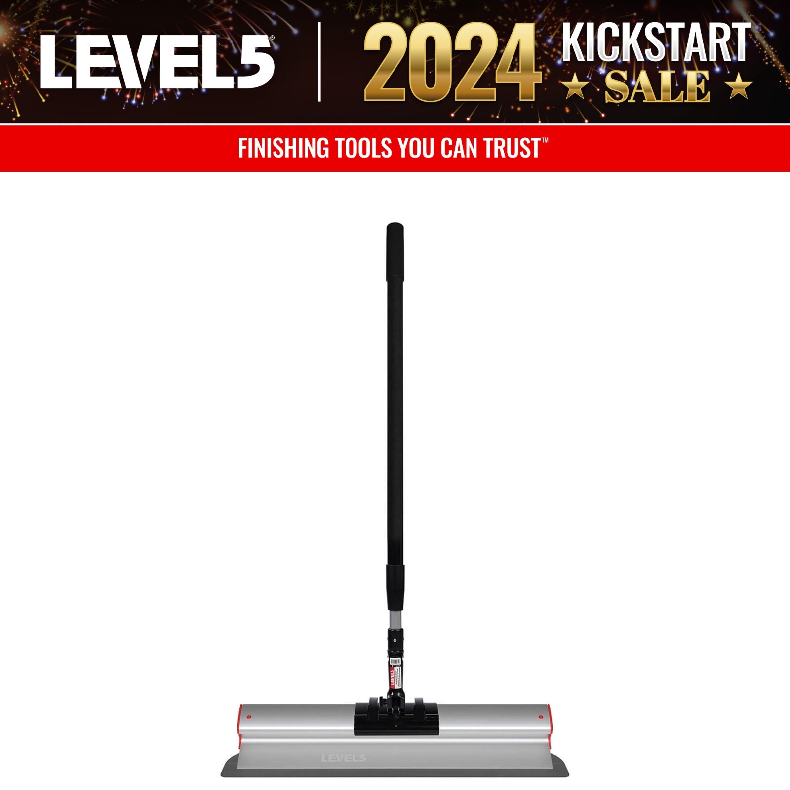 LEVEL5 Drywall 24" Skimming Blade Combo with 38.5"-63" Ext. Handle | 5-425