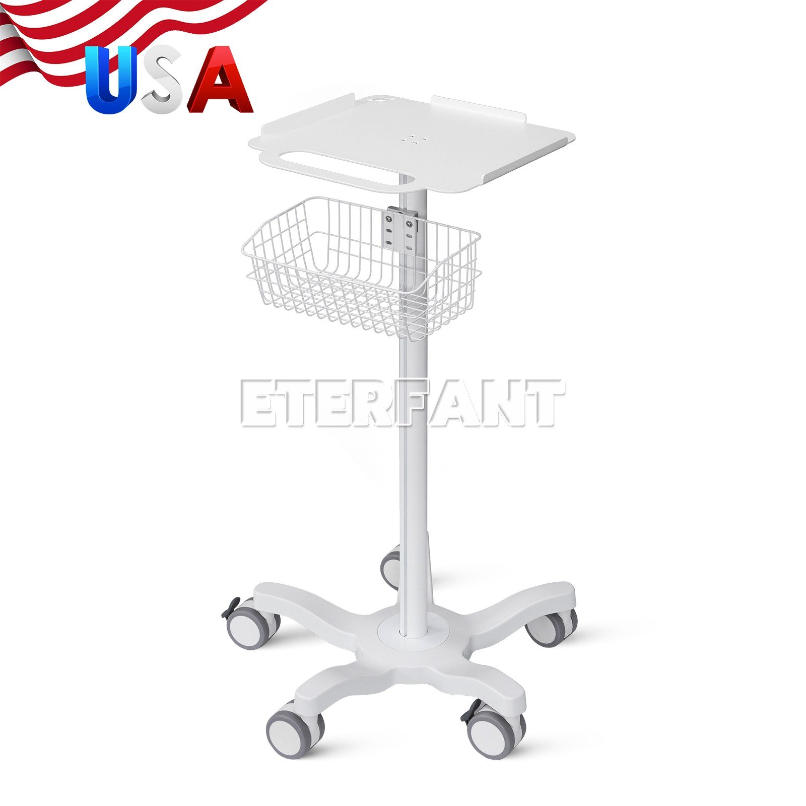 Medical Mobile Rolling Cart for Ultrasound Imaging Scanner/Patient Monitor US