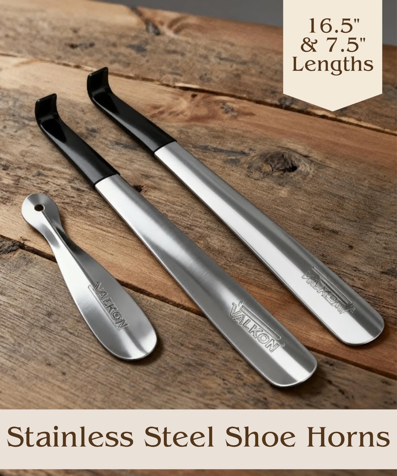 FALKON Shoe Horn Long Handle for Seniors & Elderly - 2 x 16.5” Silver