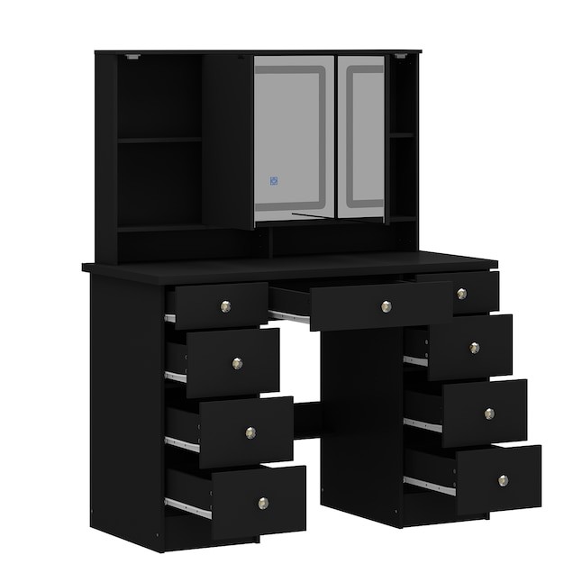 FUFU&GAGA 43.3-in Black Makeup Vanity