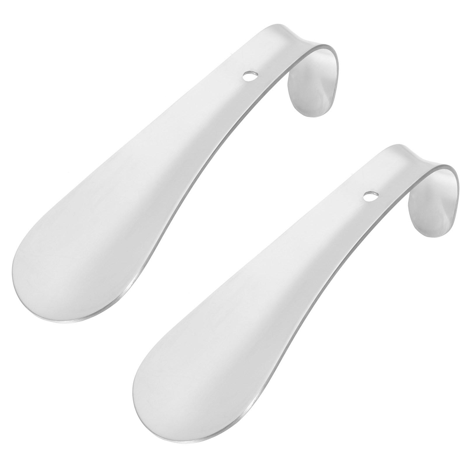 6in Shoe Horn, 2Pcs Metal Curved Handle Thickened Shoe Helper, Silver Tone