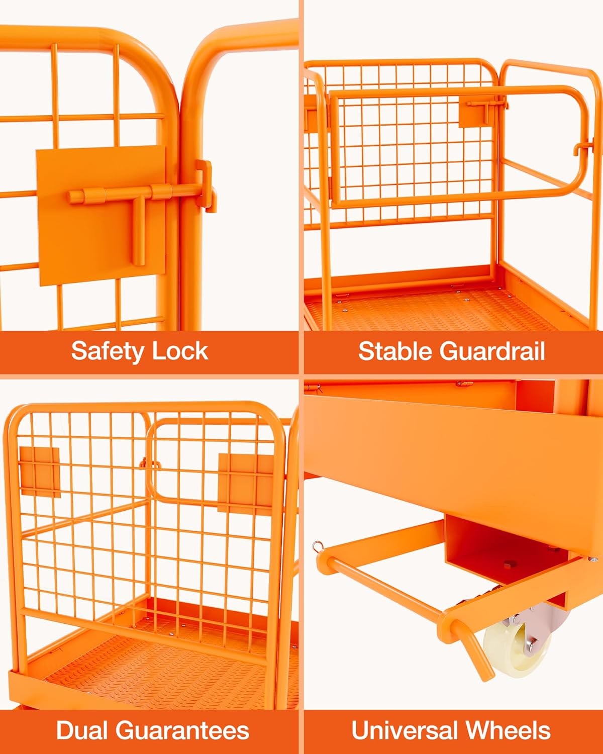Collapsible 36"x36" Forklift Safety Cage 1-3 Person Work Platform Basket 1200LBS