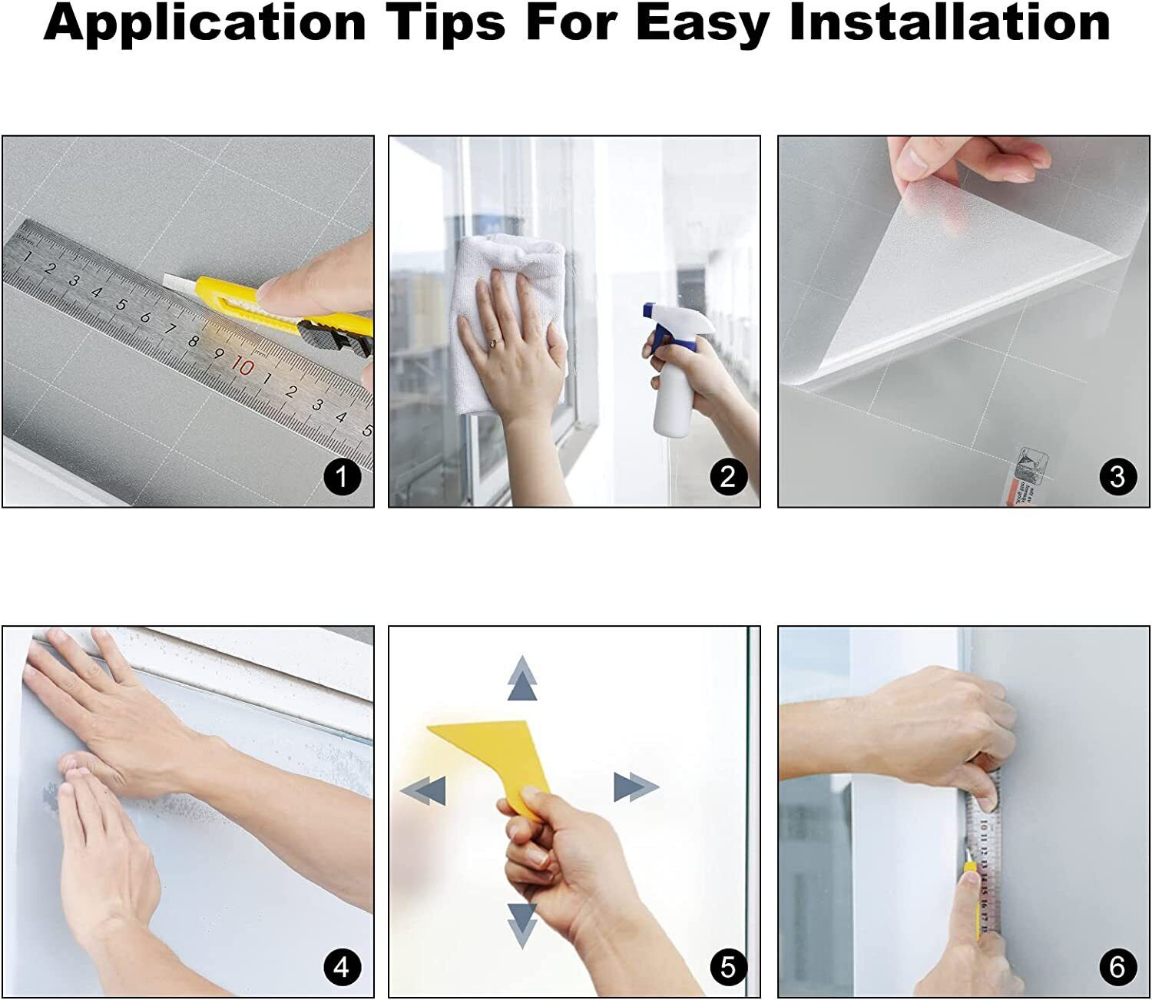 rabbitgoo Window Film Privacy Non-adhesive Tint Frosted Stained Glass Pure