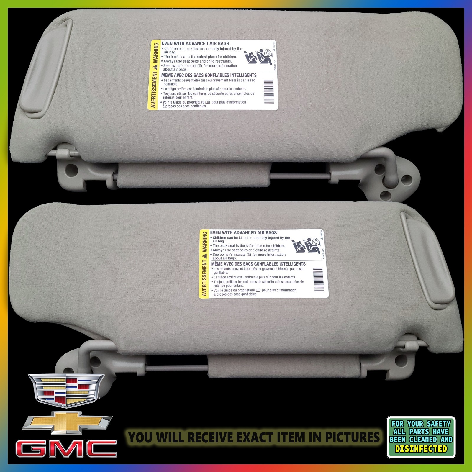 2000-06 TAHOE ESCALADE AVALANCHE YUKON SUBURBAN DUAL Sun Visor Pair  Set OEM