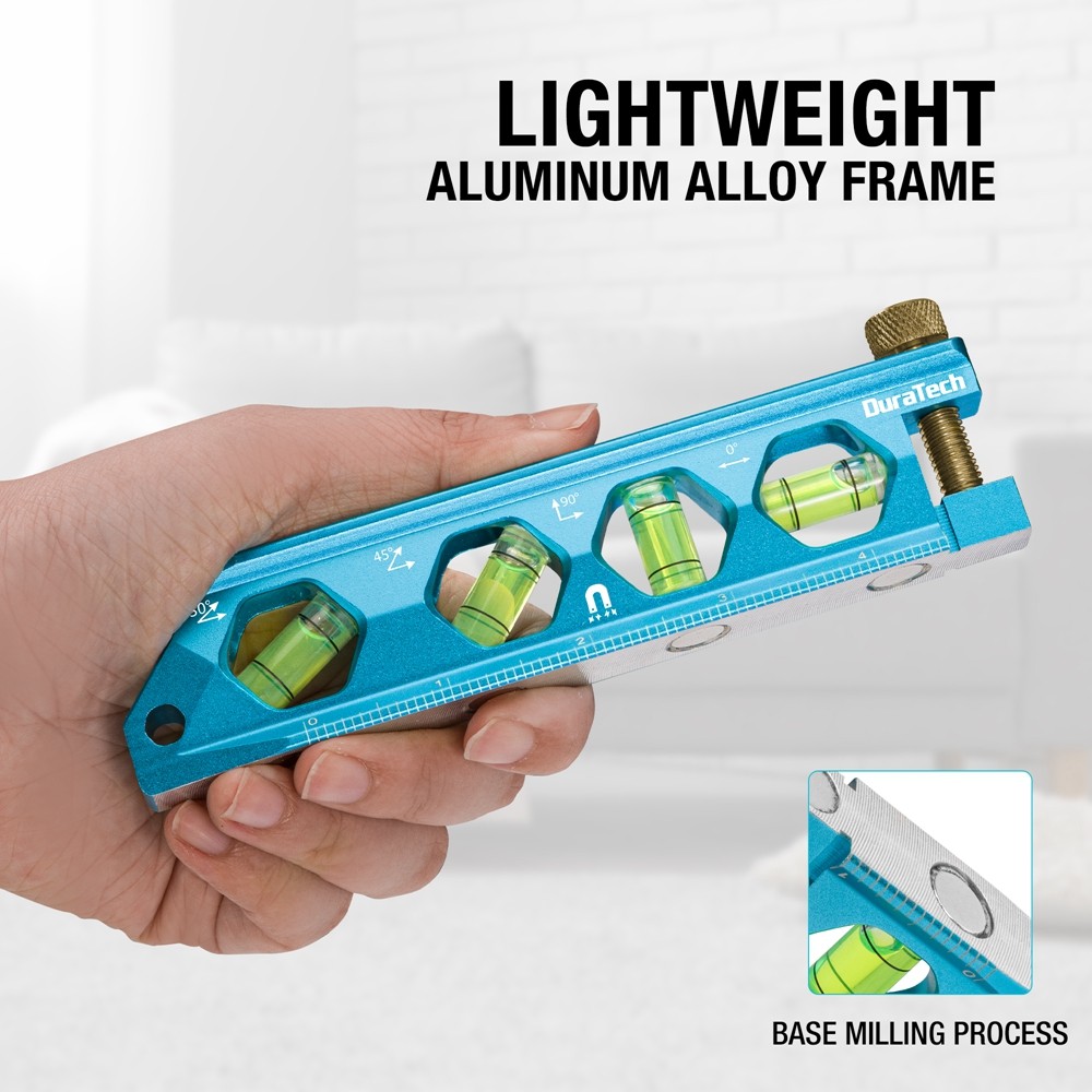 DURATECH 6.25" Magnetic Torpedo Level 0°-90° Bubbles Aluminum Alloy w/SAE Metric