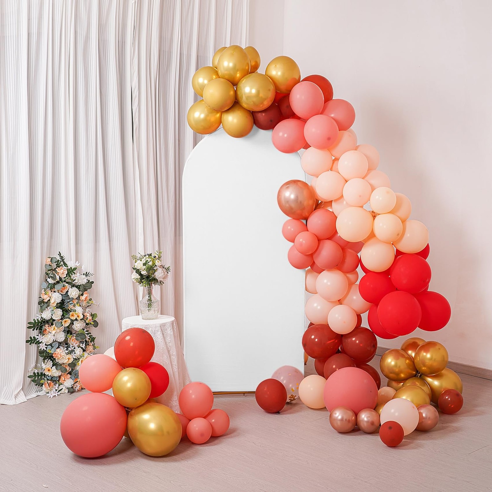 Peomeise 6.6FT Wedding Arch Cover，White Arch Backdrop Cover Stretchy Span