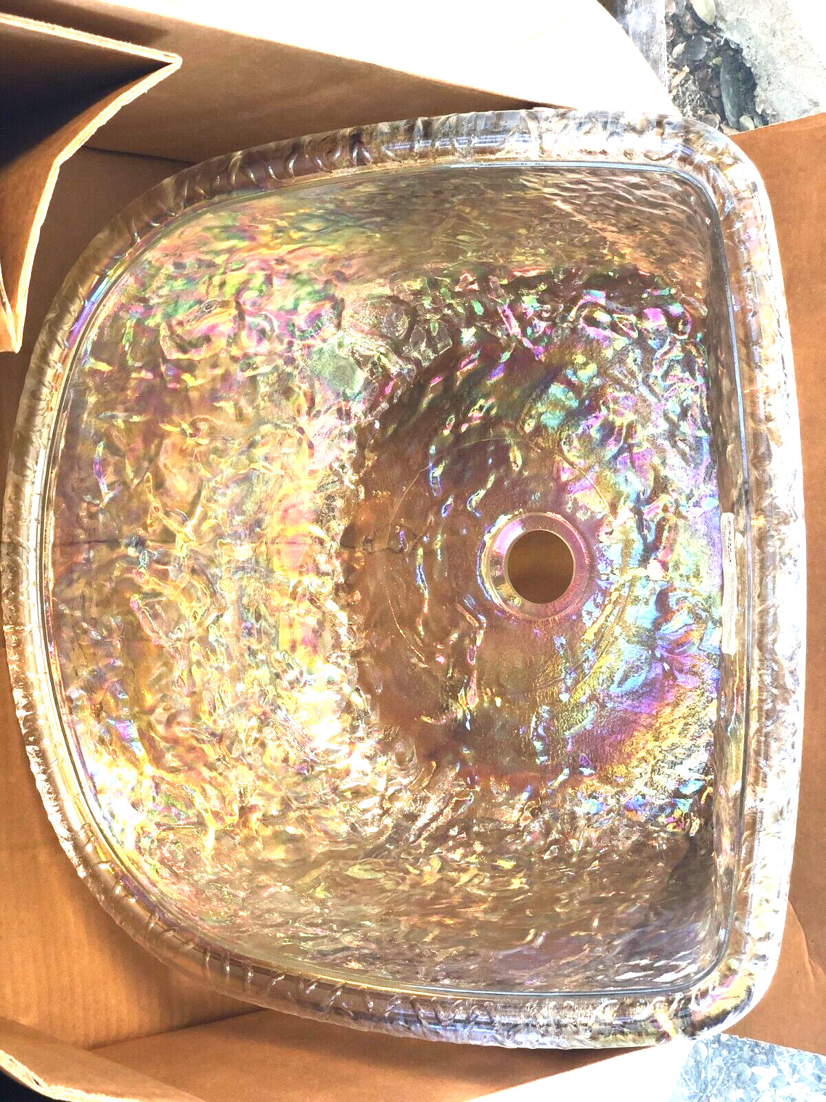 Glass Pedicure Spa Bowl – Crystal Textured Sink for Nail Salon Chair – Durable