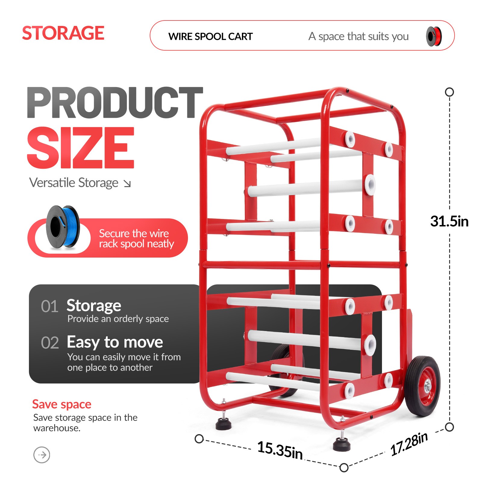 Transportable Multi-Wire Spool Rack Cable Caddy Wire Spool Cart For Electrical