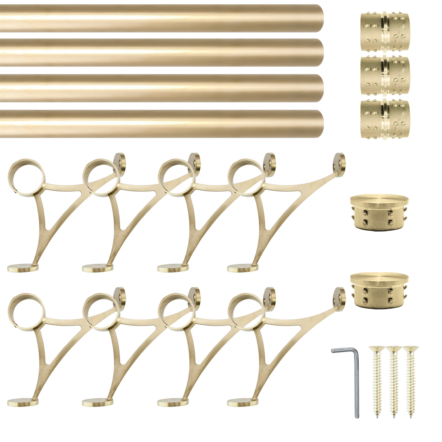 Satin Gold Finish 2" OD Stainless Steel Combination Bar Mount Foot Rail Kit
