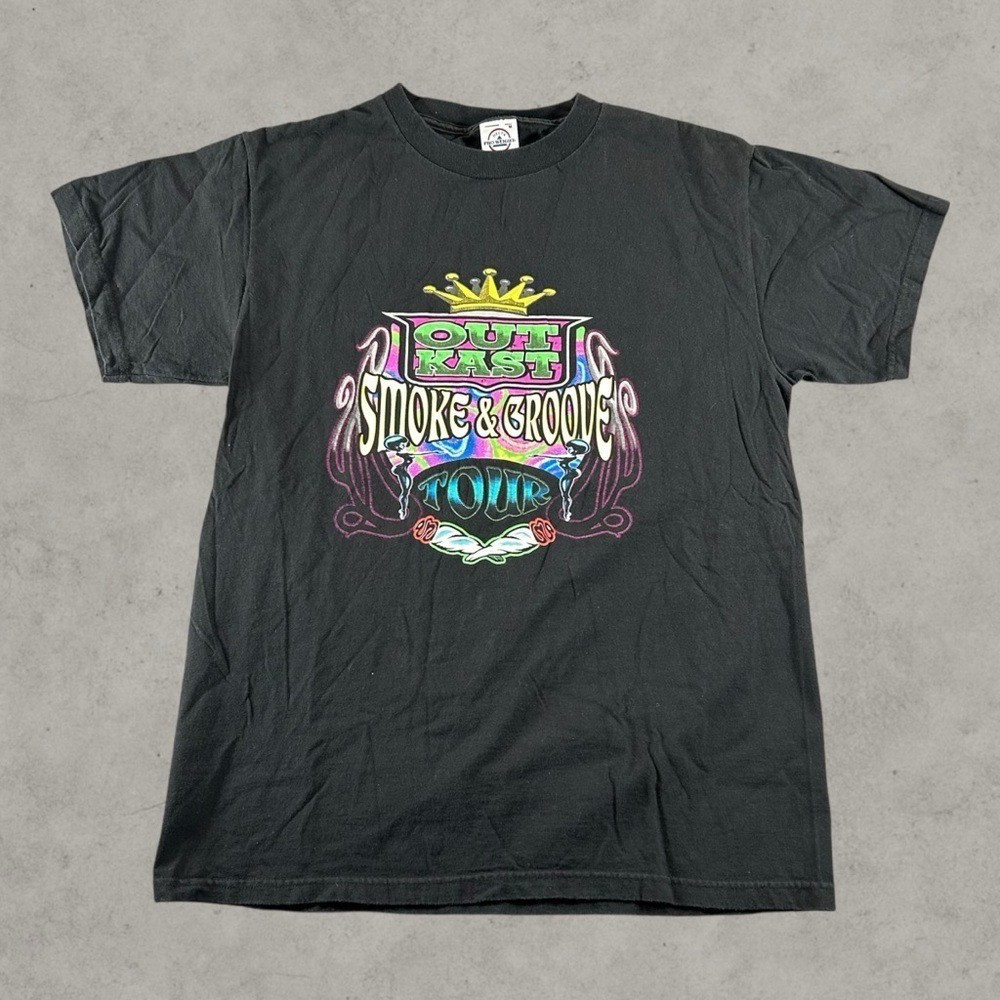 Vintage Outkast Shirt Mens Medium Black Y2K 2002 Smoke & Groove Tour Hip Hop Rap
