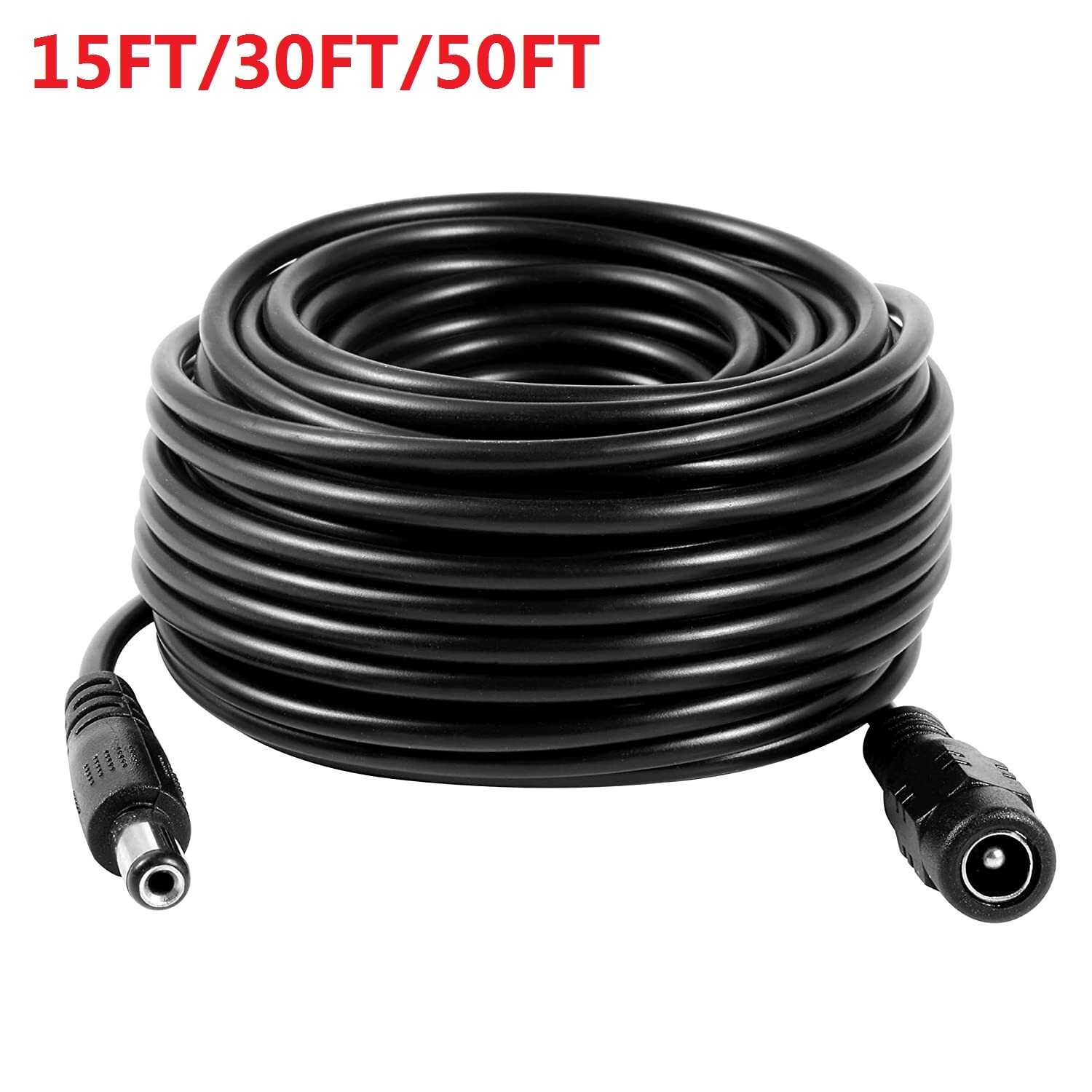 15/30/50ft 5.5mmx2.1mm 12V DC Power Extension Cable for Security CCTV Camera