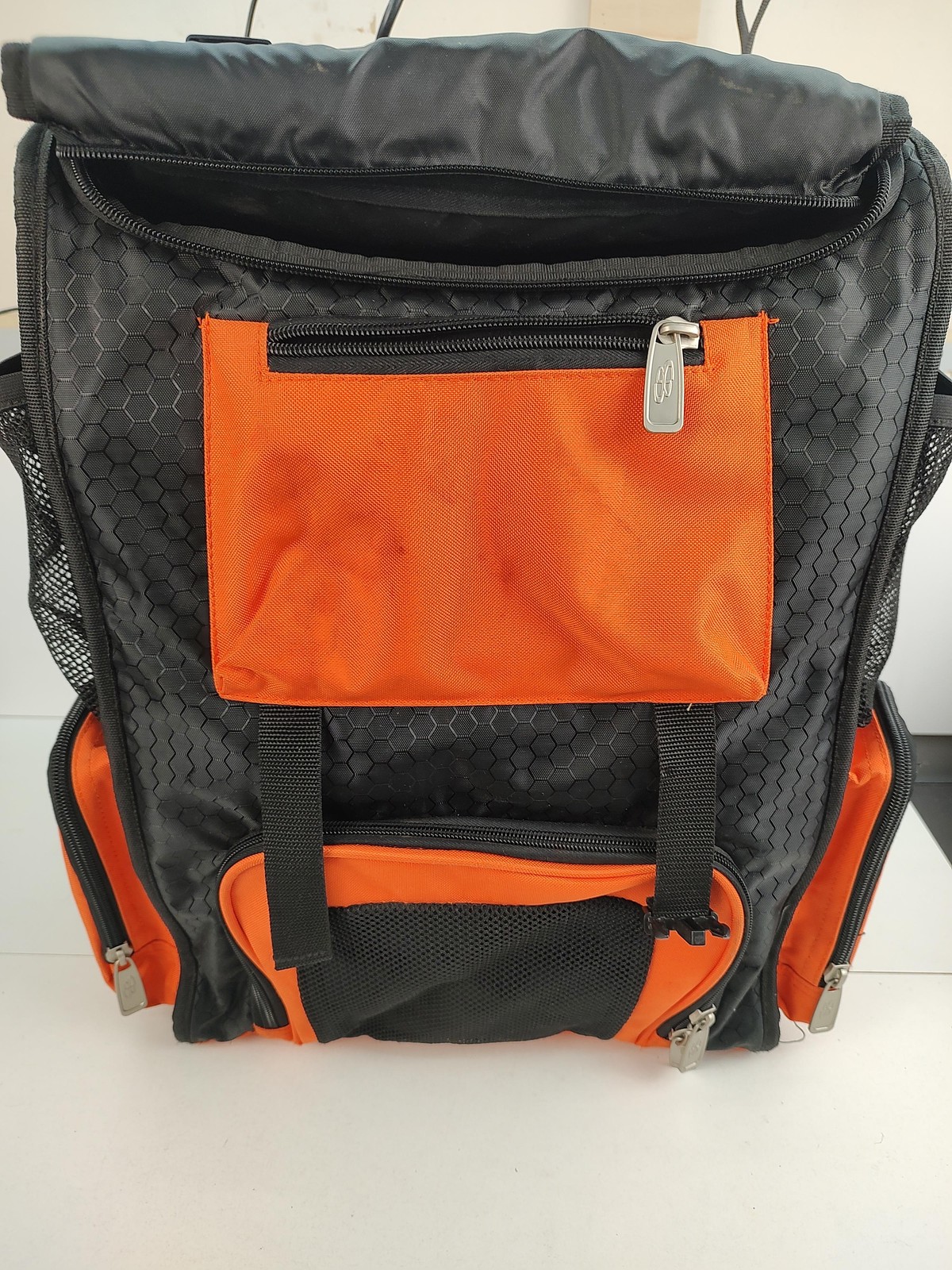 Boombah Baseball Equipment Backpack One Size Orange Black Bat Pack Gear Logo