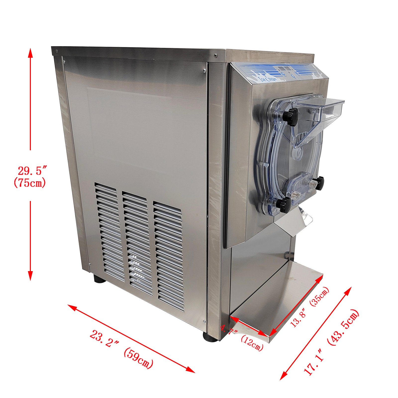 Hard-Serve Ice Cream Maker Commercial Ice Cream Machine 18-25 L/H Yield 110V