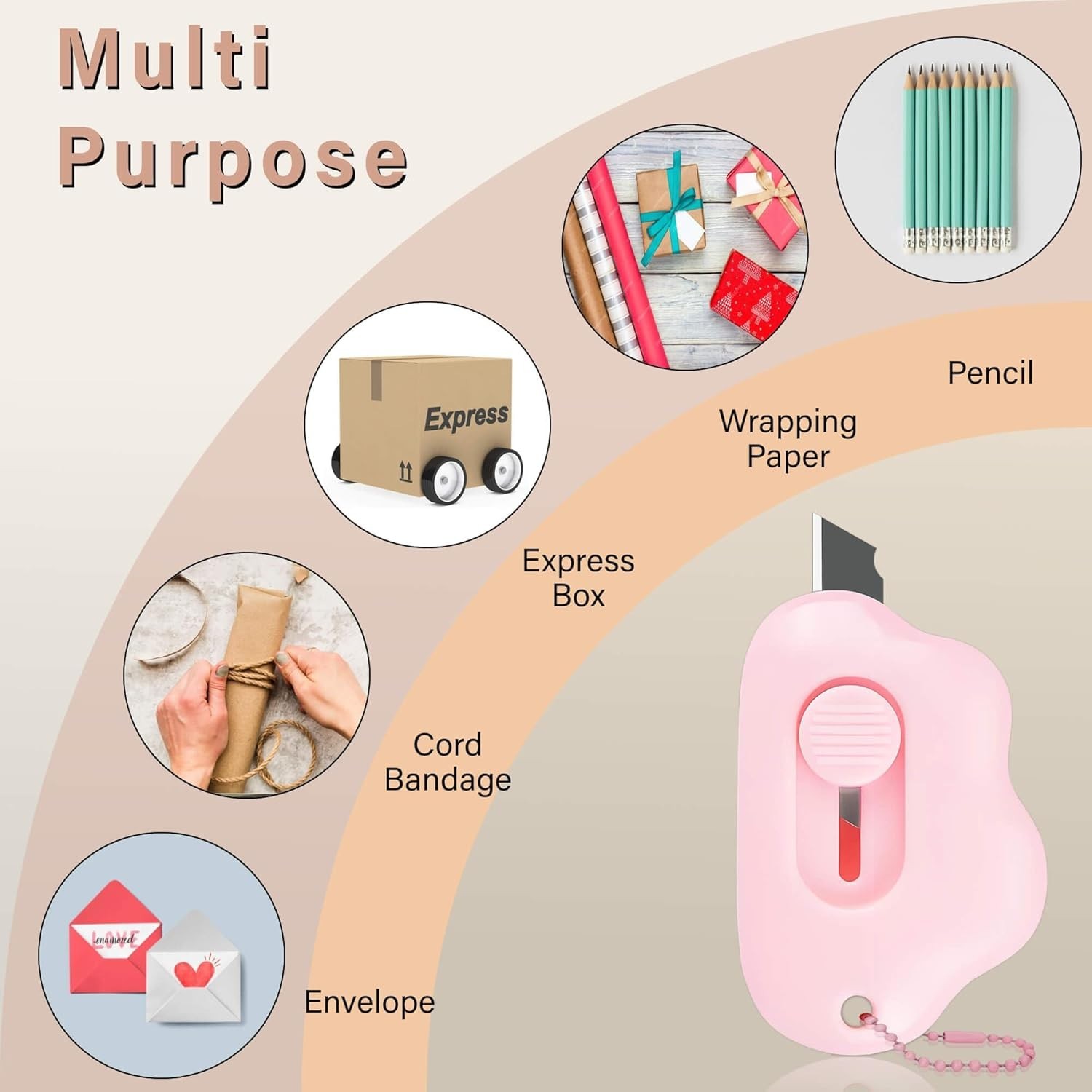 Cloud Shaped Retractable Box Cutter 6 Pack Keychain Letter Opener Stainles Steel