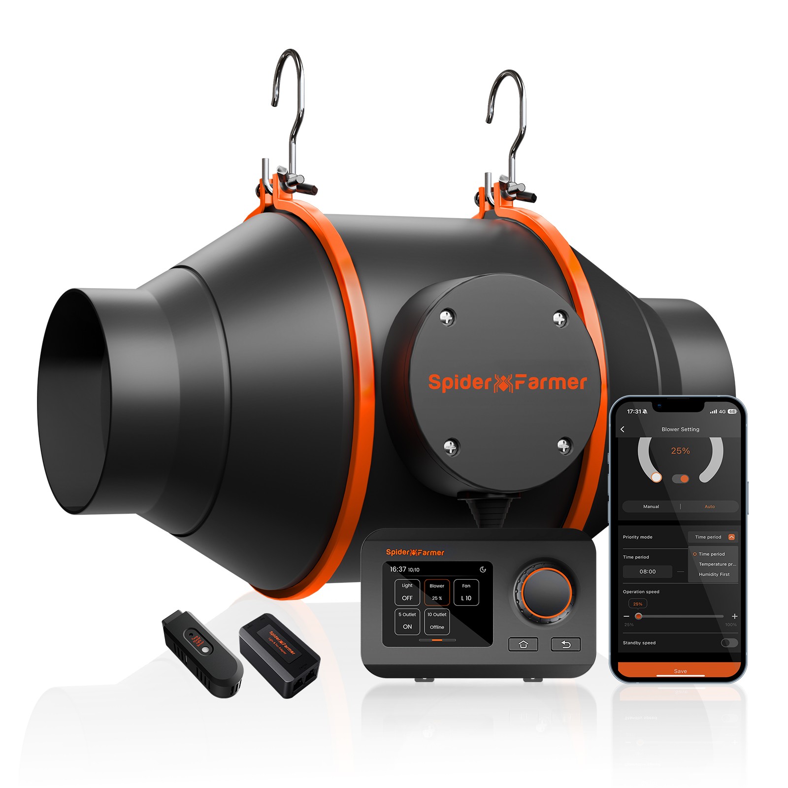 2026 Spider Farmer 4"6" Inline Fan with GGS Controller Smart APP Wifi Compatible