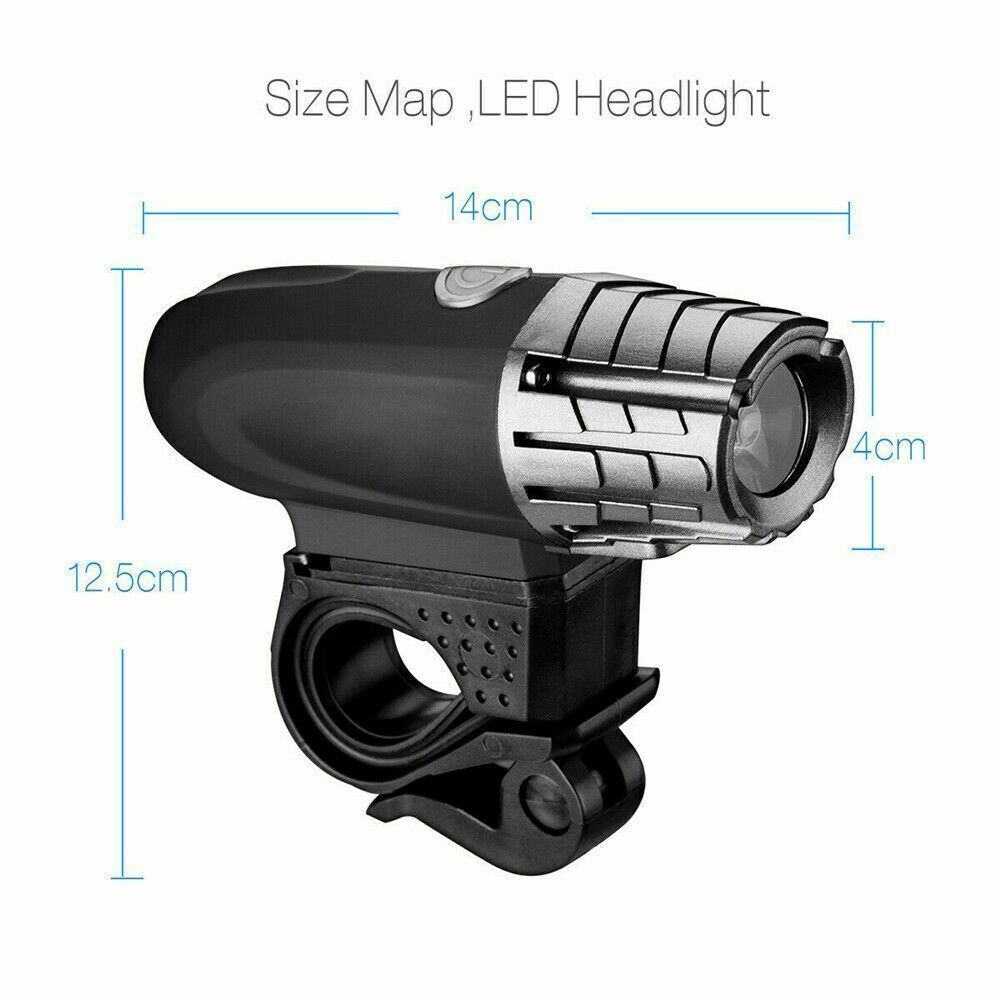 USB Rechargeable Bright LED Bicycle Bike Front Headlight and Rear Tail Light Set