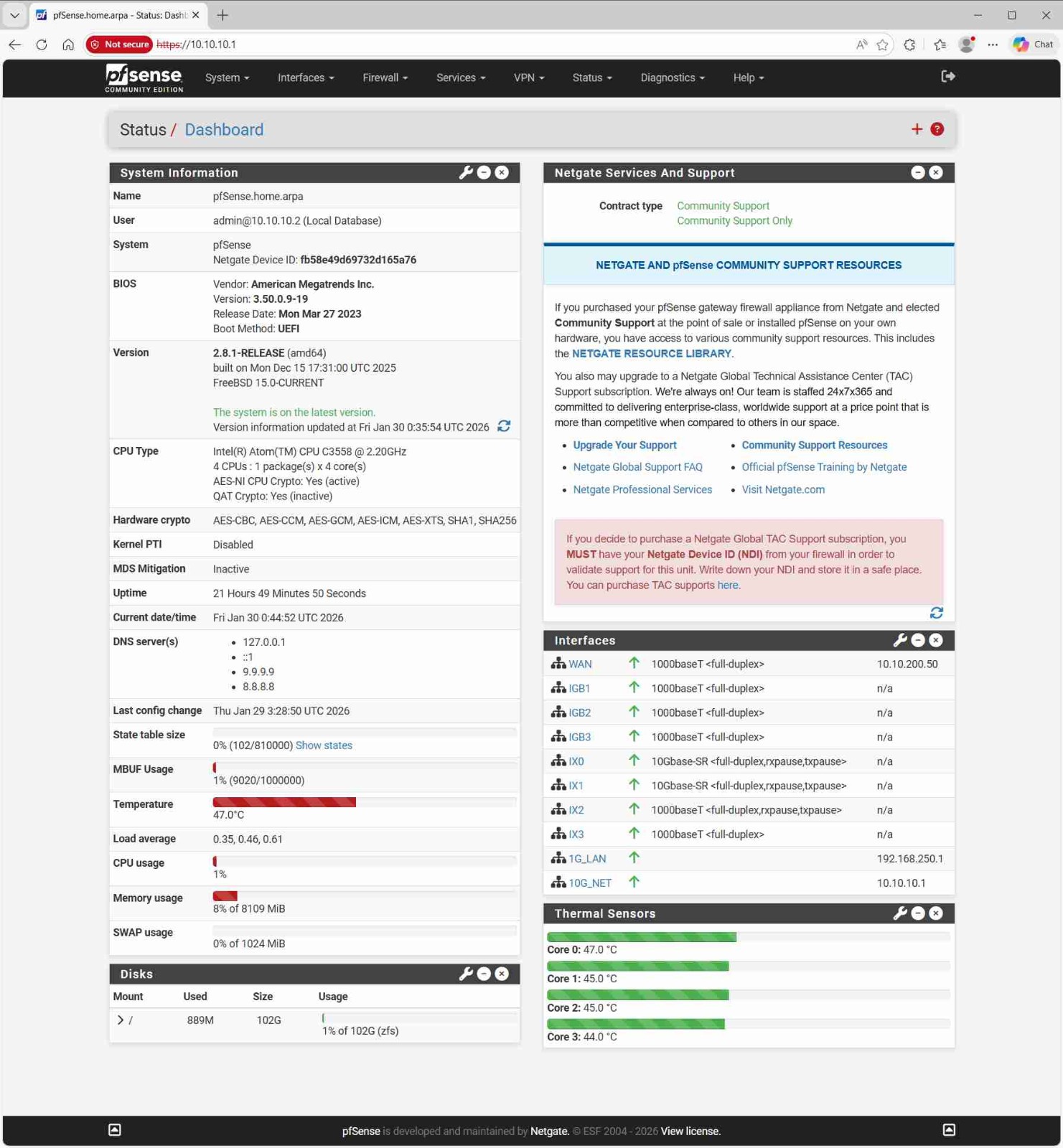 10GbE pfSense Firewall VPN AES QAT 4-Core Atom C3558 2.20GHz 8GB DDR4 128GB SSD