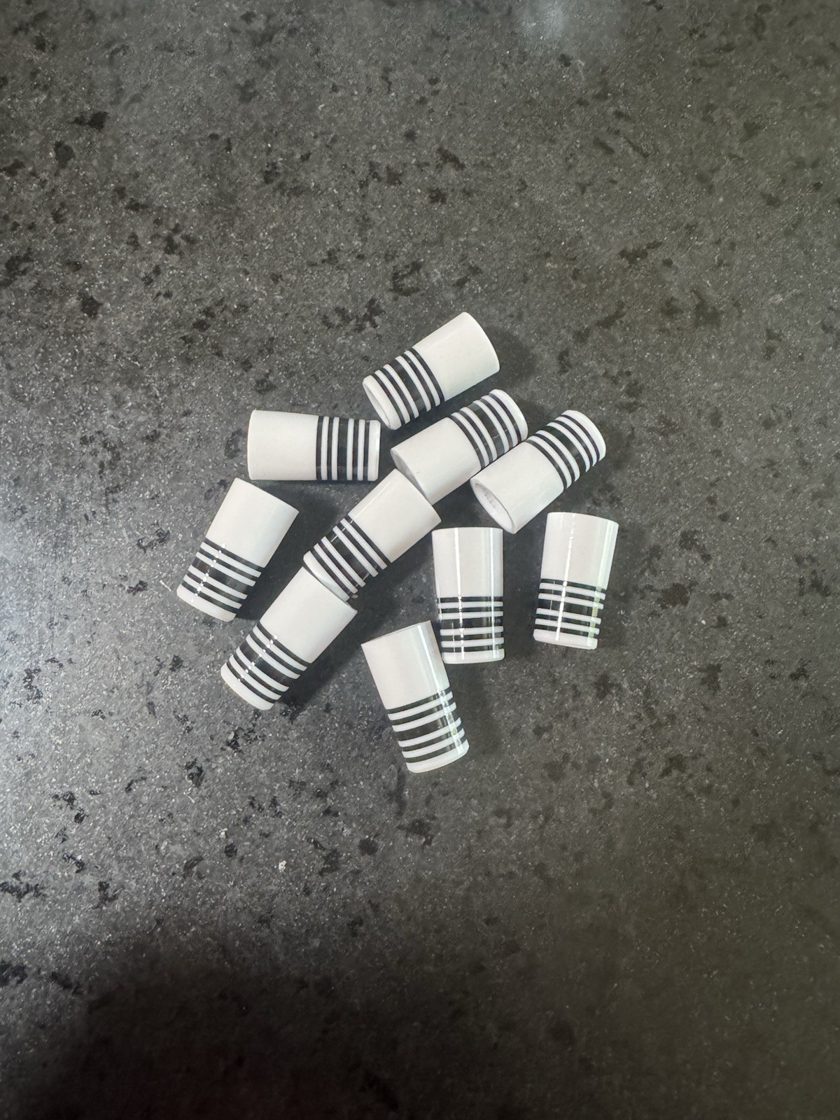 10-CUSTOM GOLF FERRULES White&Black Stripes  1” TAPER TIP .355
