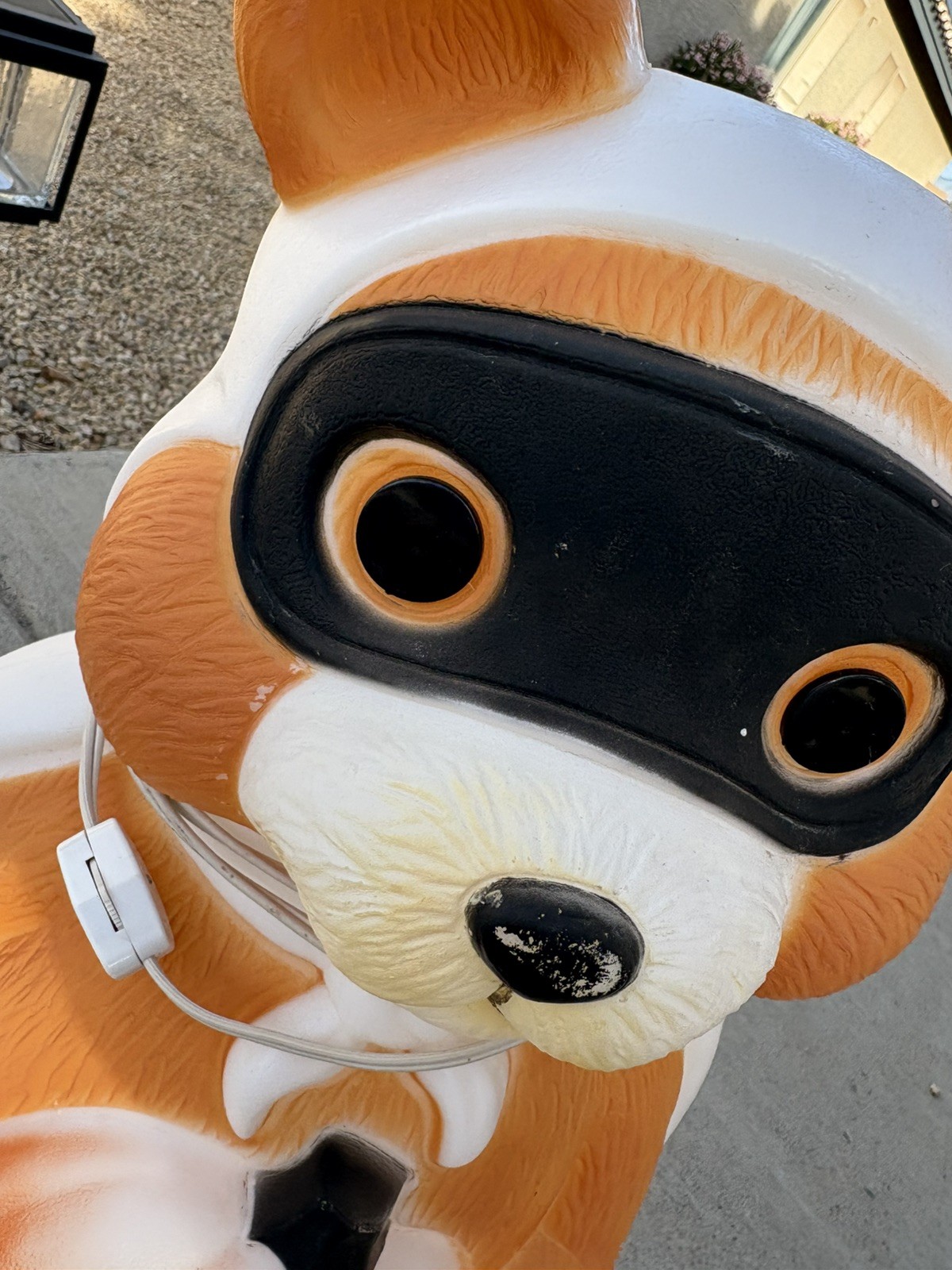 Vintage Empire Blow Mold 90's Halloween Teddy Bear Raccoon Bandit Pumpkin 24"