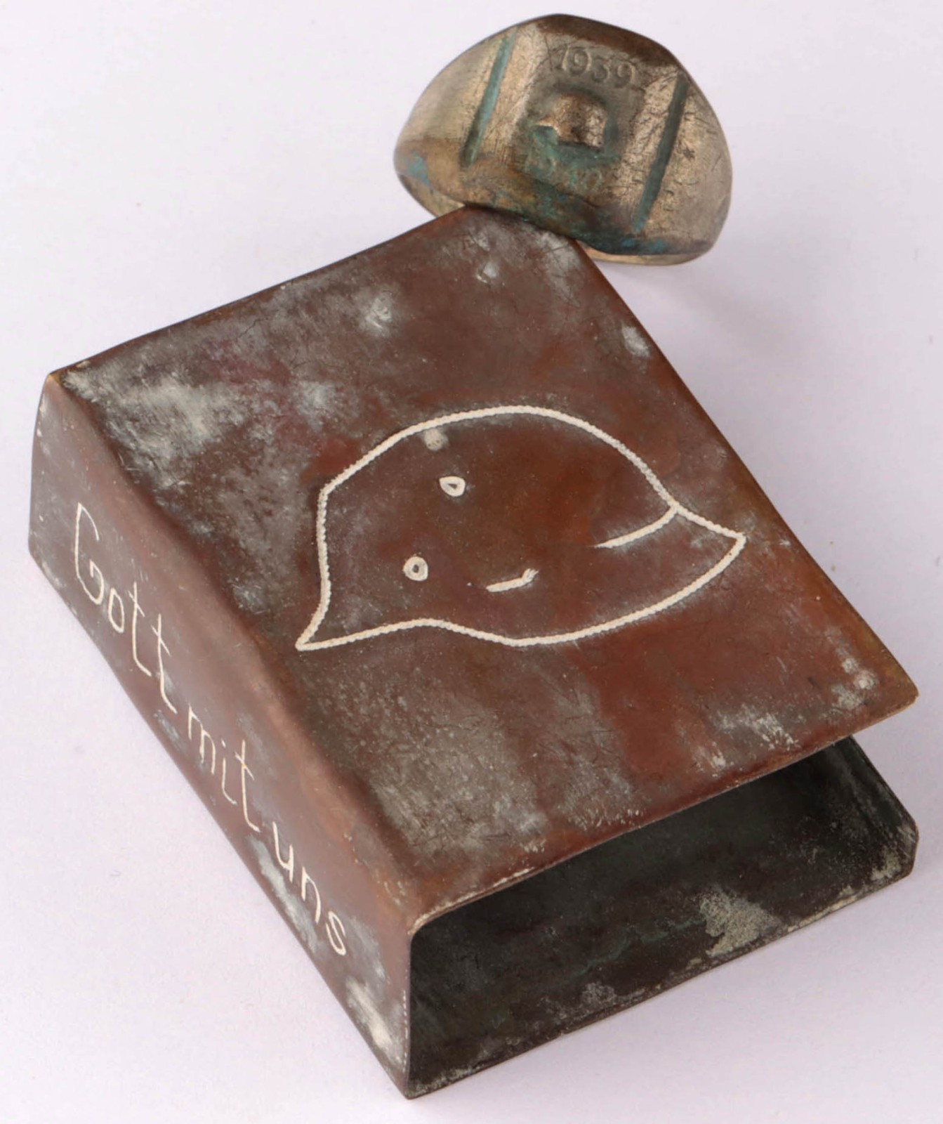 German WW2 Clip for Matchbox matches WWII Trench art Ring Engraving Military Set