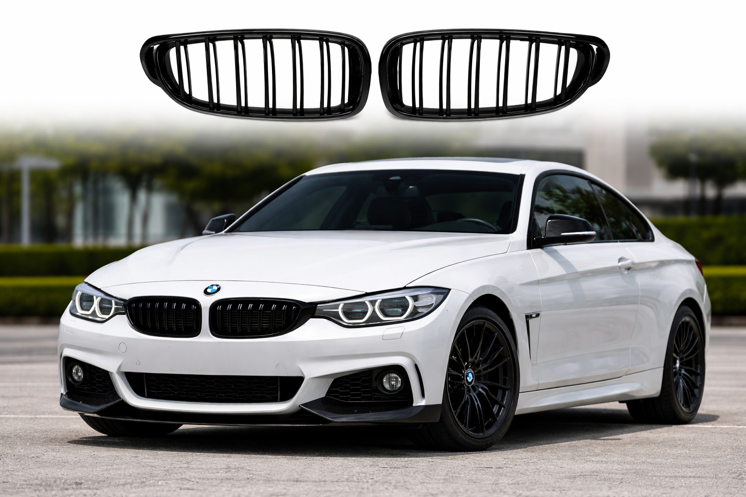 Glossy Black Front Kidney Grilles For BMW F32 F33 F36 420i 428i 430i 435i 440i