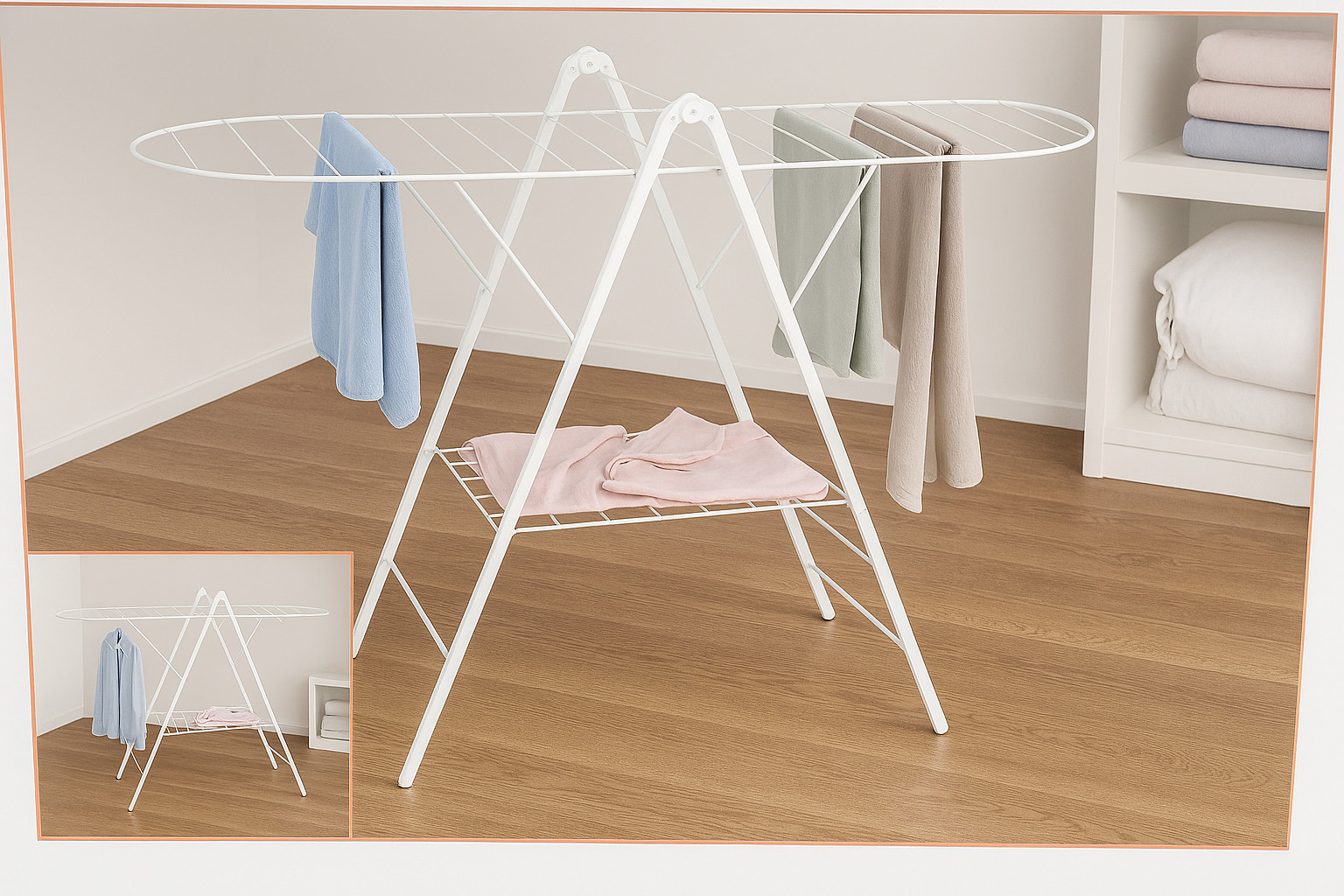 Squared Away DRY-9310BBB Heavy Duty Gullwing Drying Rack, White Metal