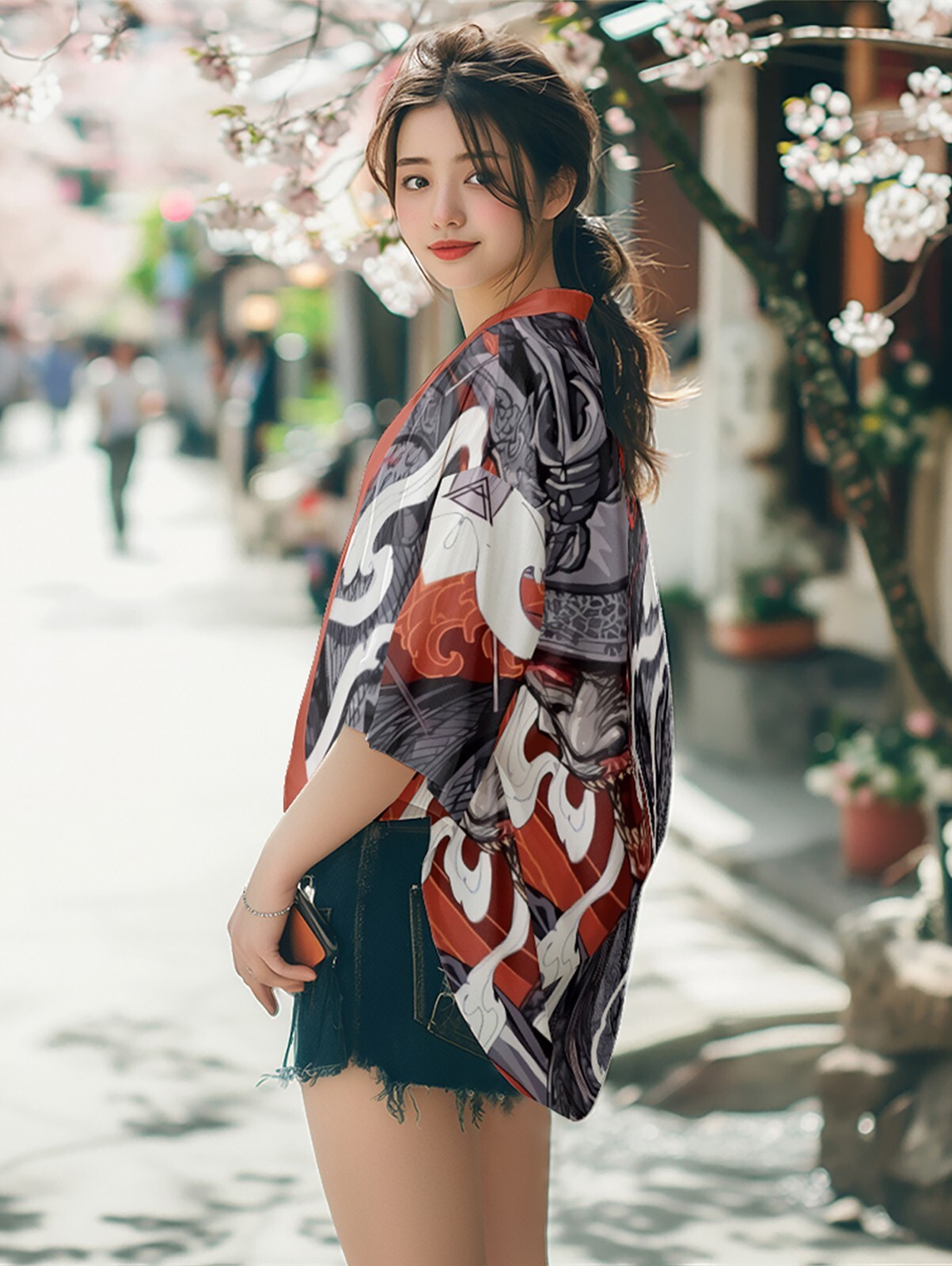 Niepce Men's Japanese Streetwear Kimono Lightweight Printed Cardigan