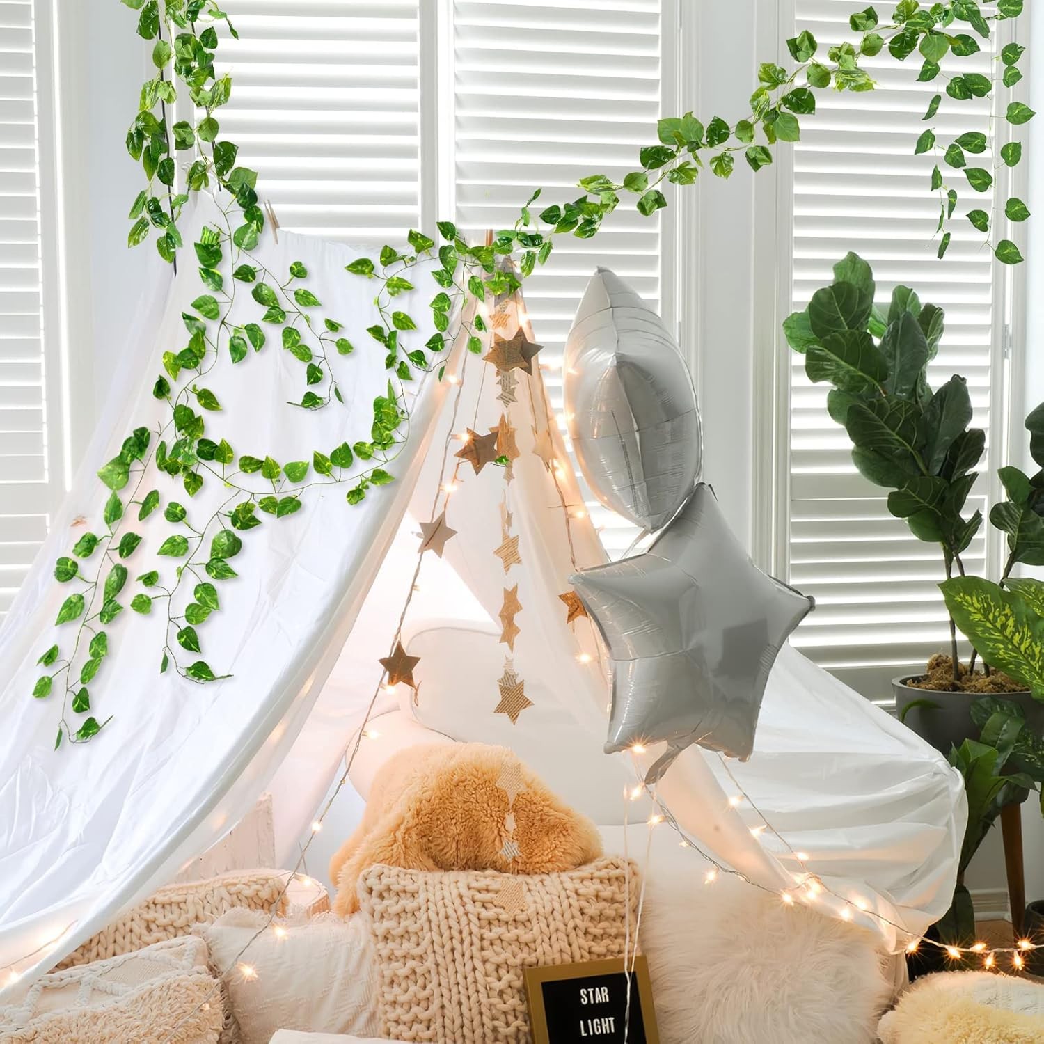 14 Pack 98Ft Artificial Ivy Garland, Fake Vines UV Resistant Greenery Leaves Fak