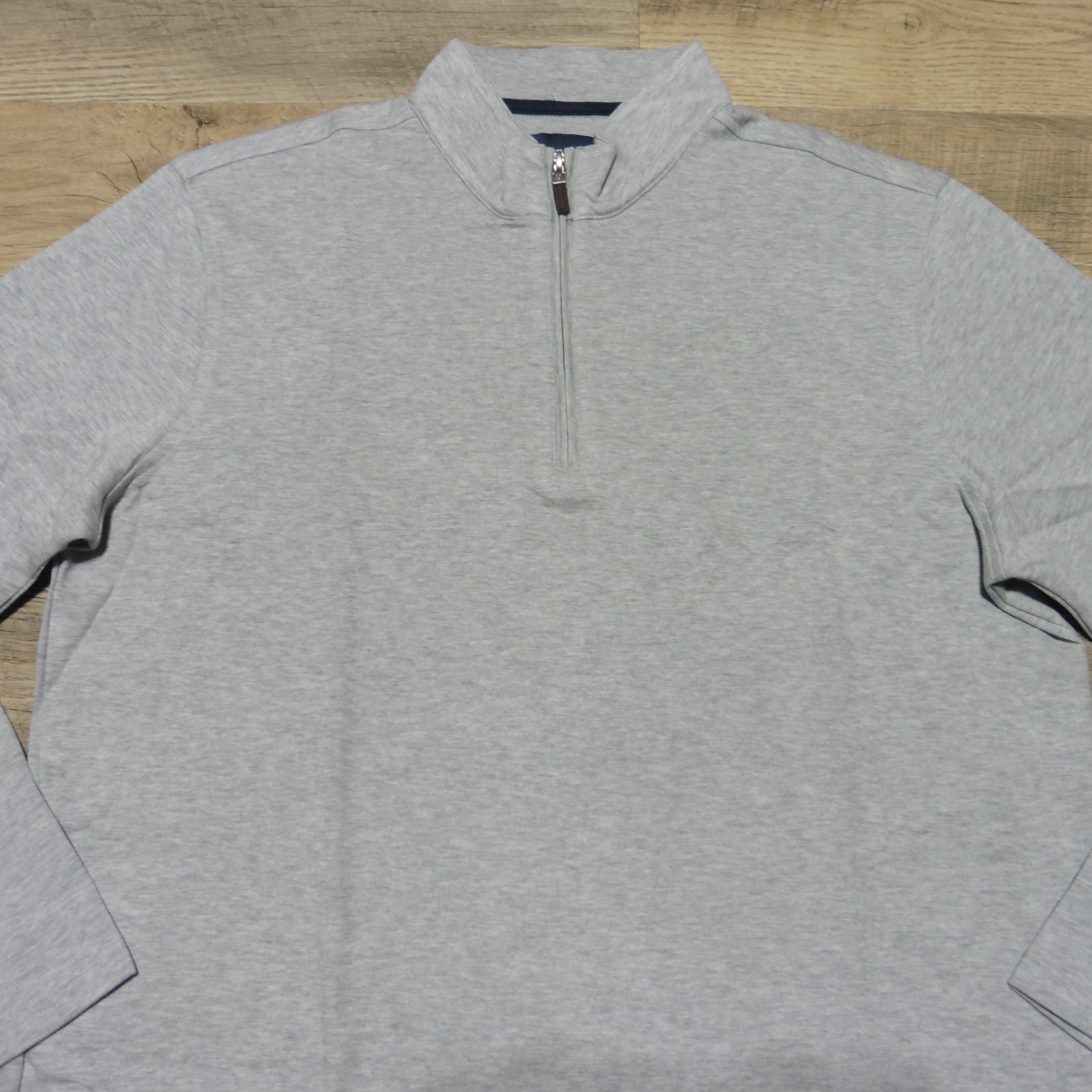 MIZZEN + MAIN Mens L LARGE PULLOVER KPI QUARTER ZIP GREY PERFORMANCE 1/4